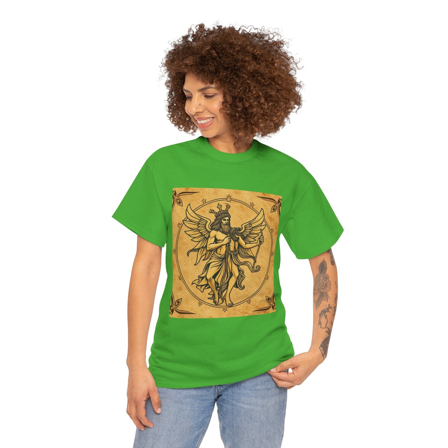 Unisex Heavy Cotton T-Shirt, Pencil Art v1, Gemini Zodiac Design
