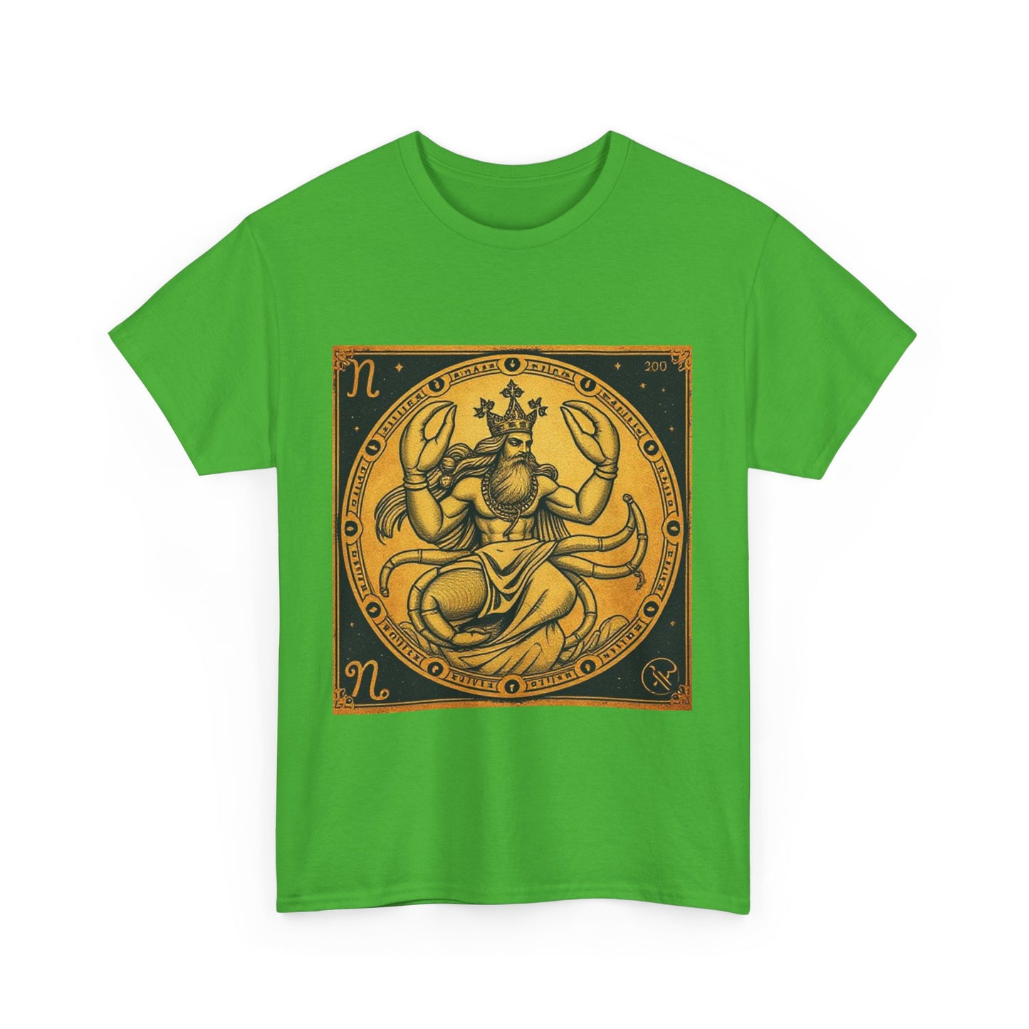 Unisex Heavy Cotton T-Shirt, Crab King v1, Cancer Zodiac Design