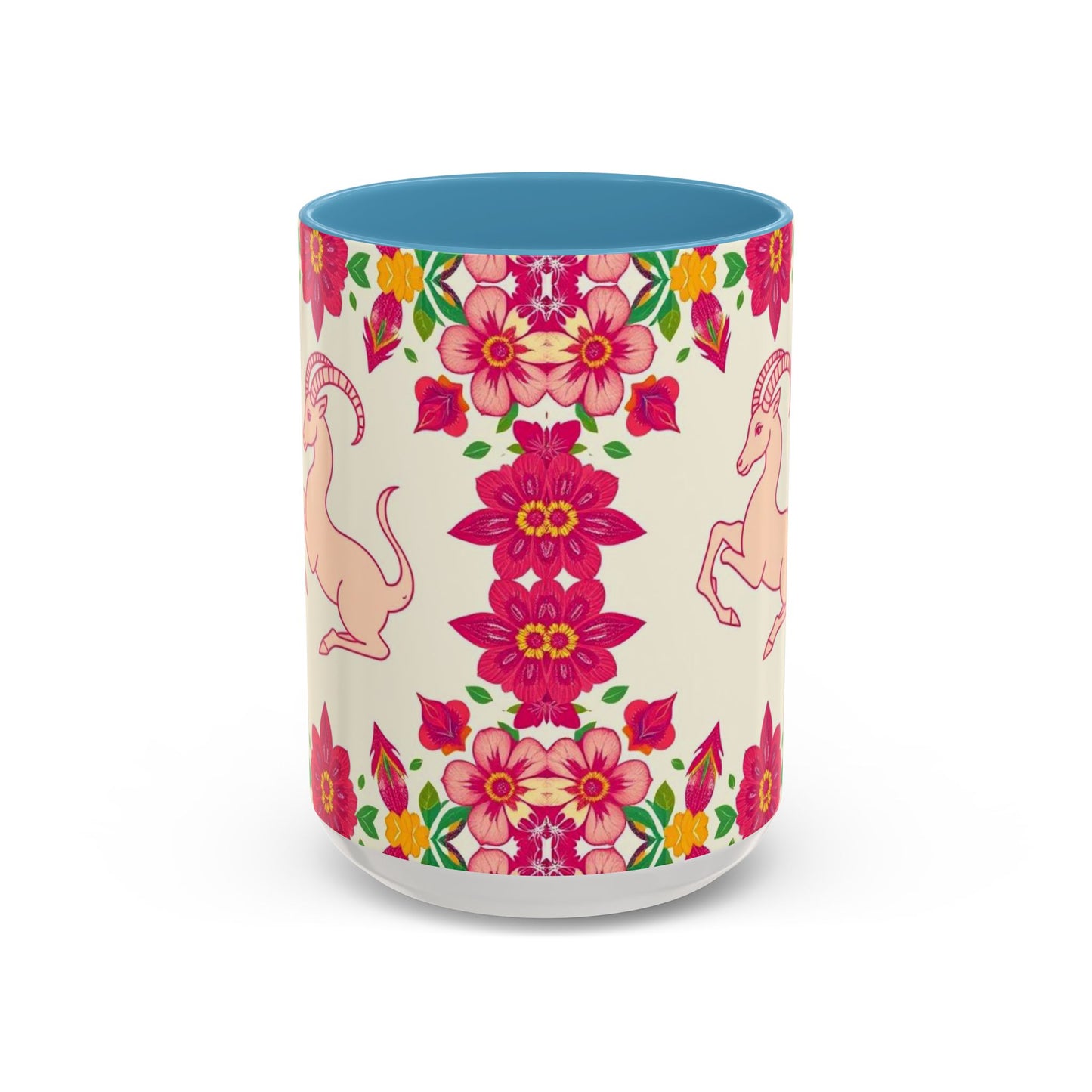 Accent Coffee Mug, Capricorn, Zodiac v2, Flower Pattern, (11, 15oz)