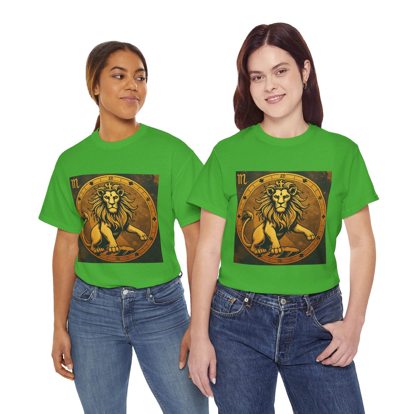 Unisex Heavy Cotton T-Shirt, Gold Lion v1, Leo Zodiac Design