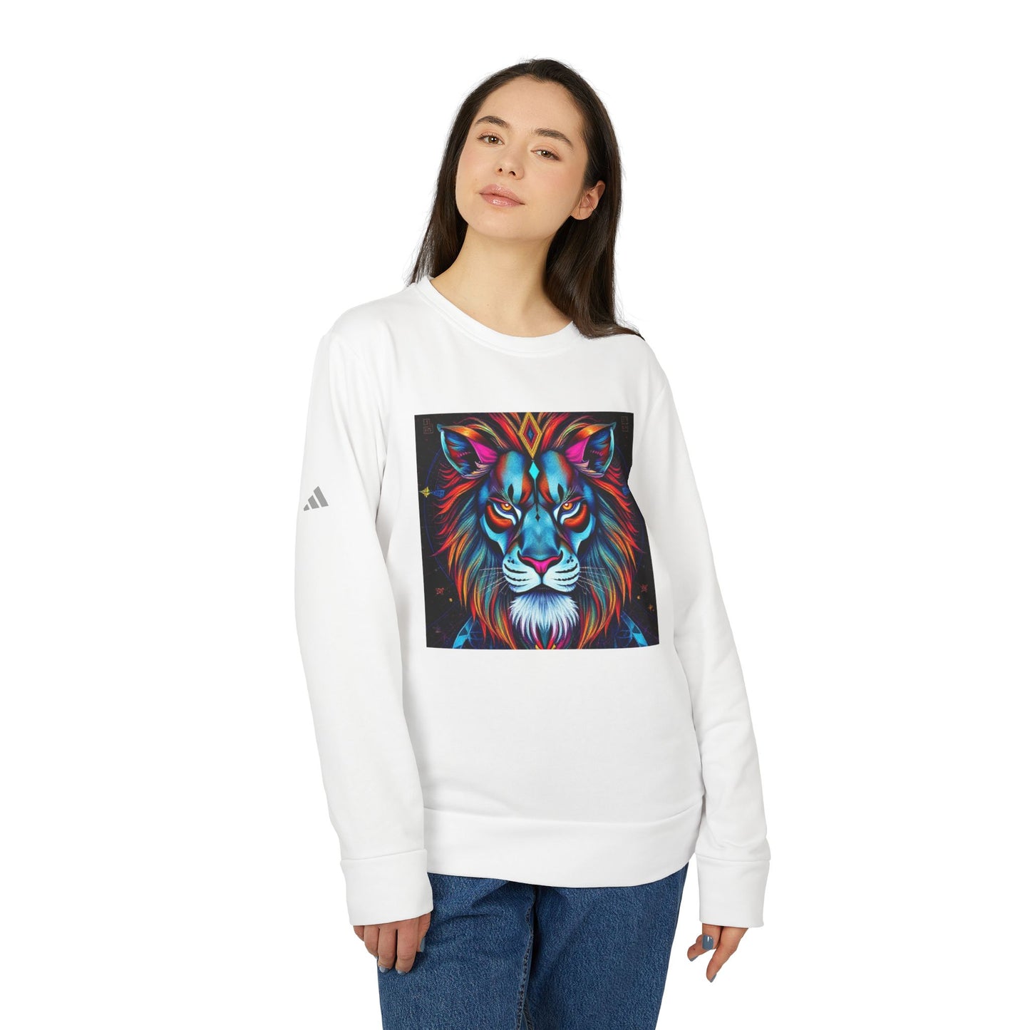 Adidas, Unisex Fleece Crewneck Sweatshirt, Leo, Pop Art v1, Zodiac