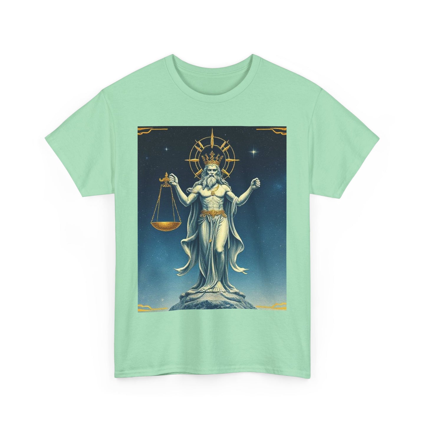 Unisex Heavy Cotton T-Shirt Space v2, Libra God, Zodiac Design