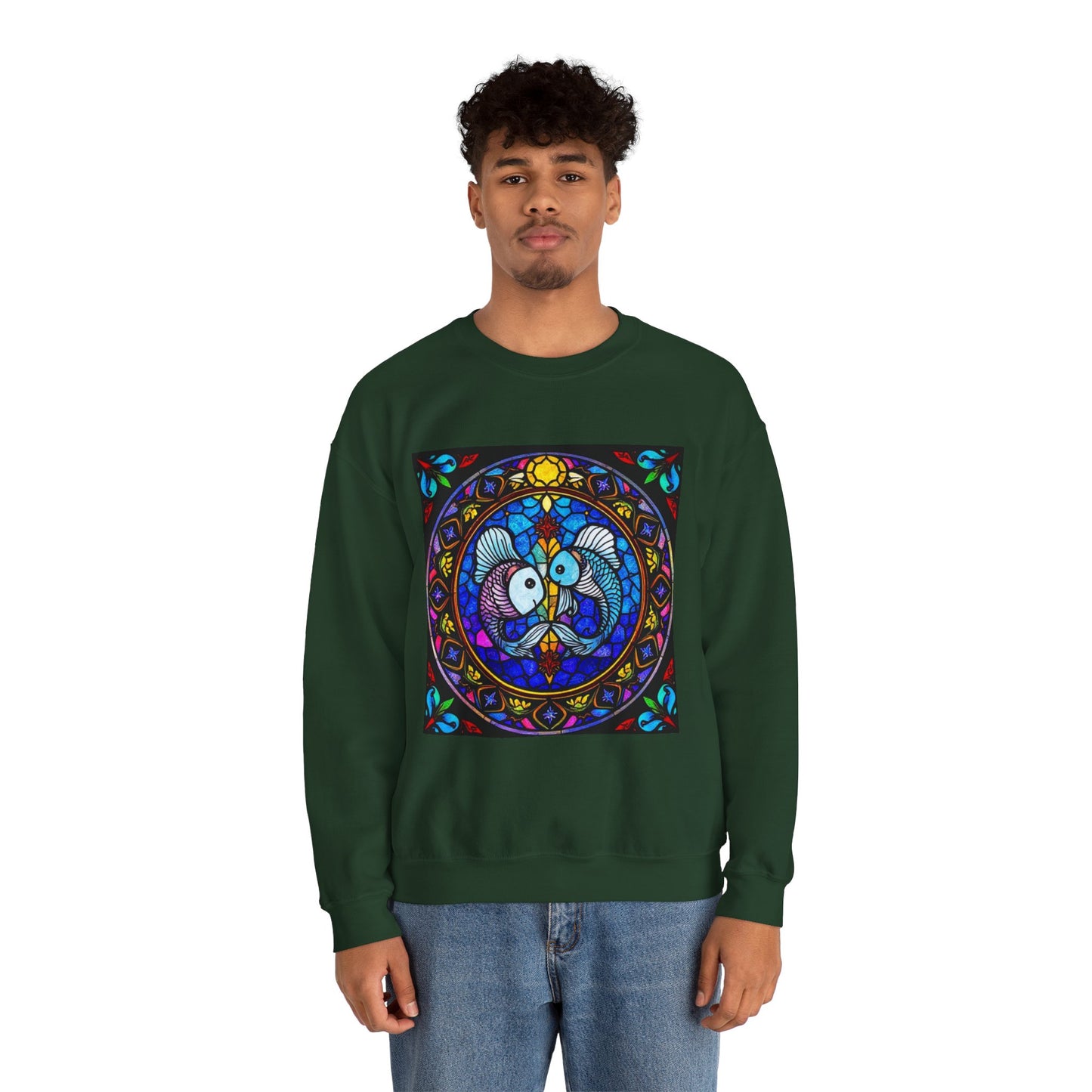 Unisex Heavy Blend™ Crewneck Sweatshirt, Glass, Pisces Zodiac Design