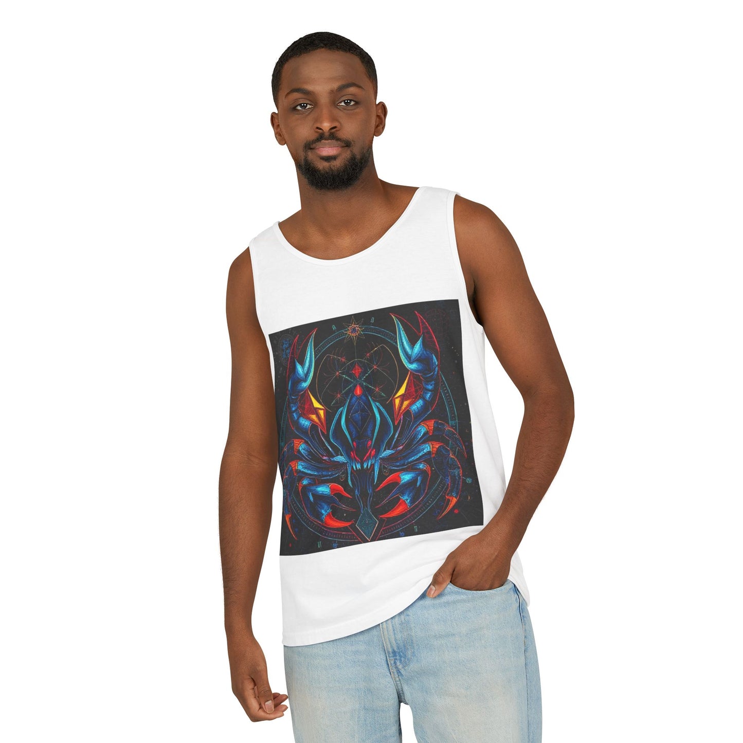 Unisex Garment-Dyed, Tank Top, Scorpio Design, Pop Art v1, 100% US cotton