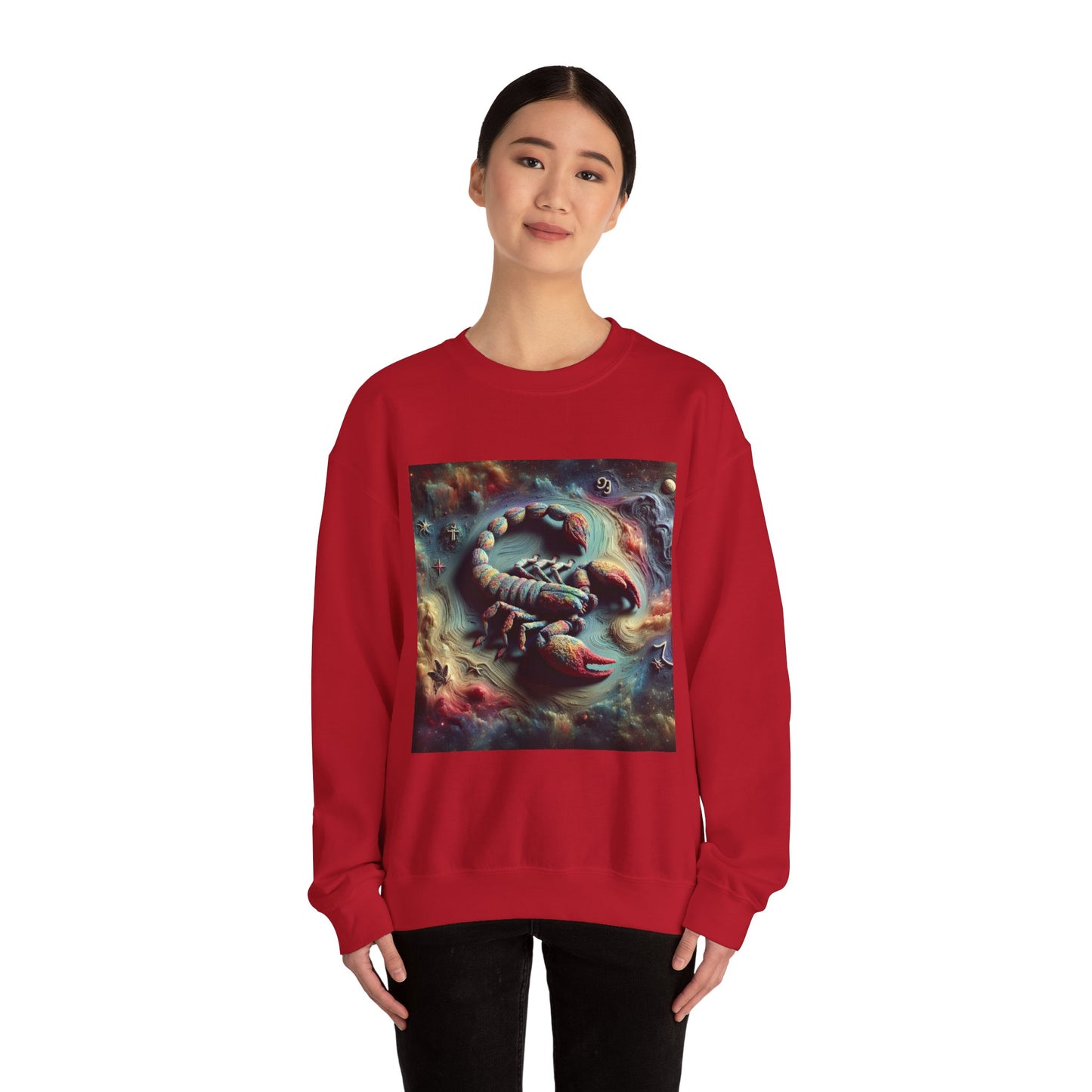 Unisex Heavy Blend™ Crewneck Sweatshirt, Trippy Mist Scorpion, Scorpio Zodiac Design