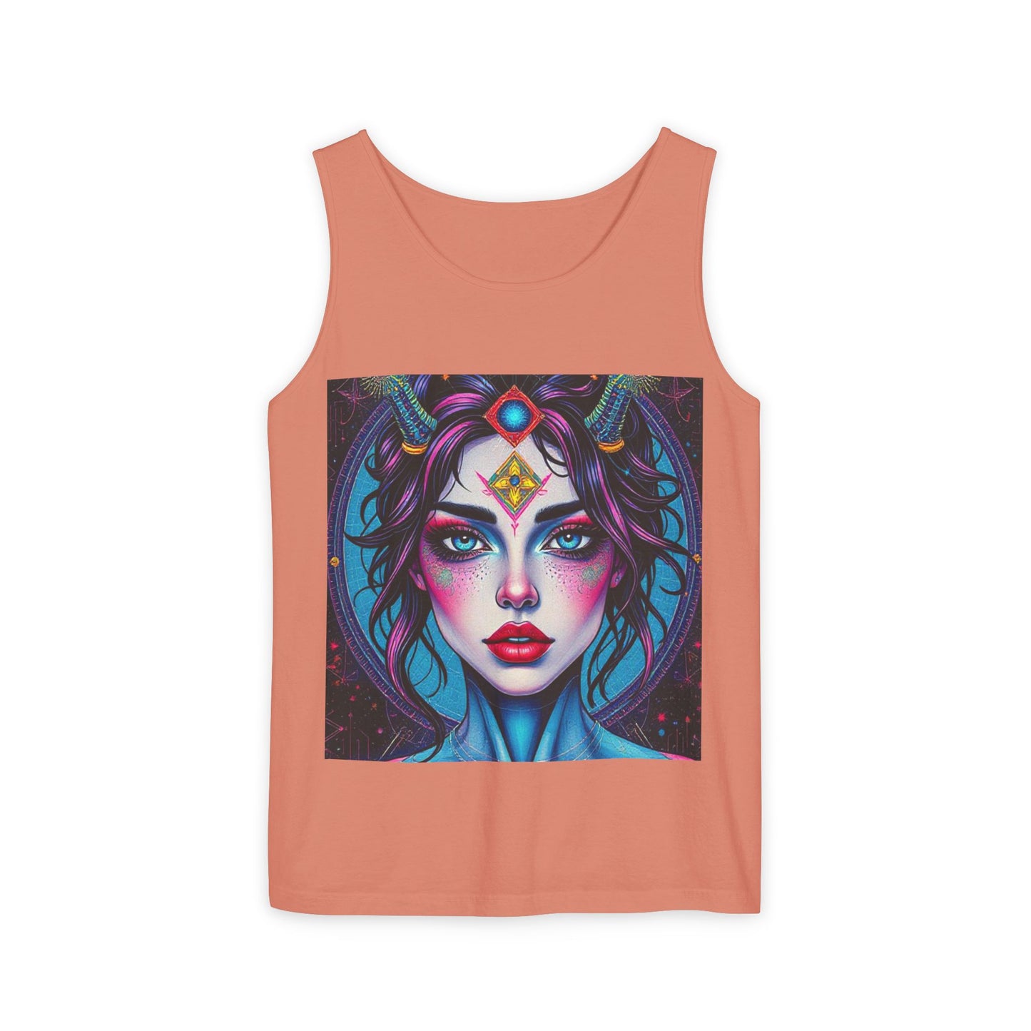 Unisex Garment-Dyed, Tank Top, Aquarius Design, Pop Art, 100% Ringspun US cotton