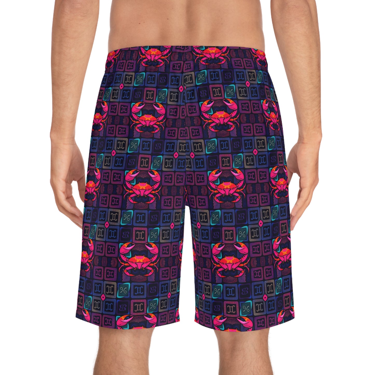 Men's Board Shorts, (AOP), Cancer, Zodiac v2, Shape Pattern