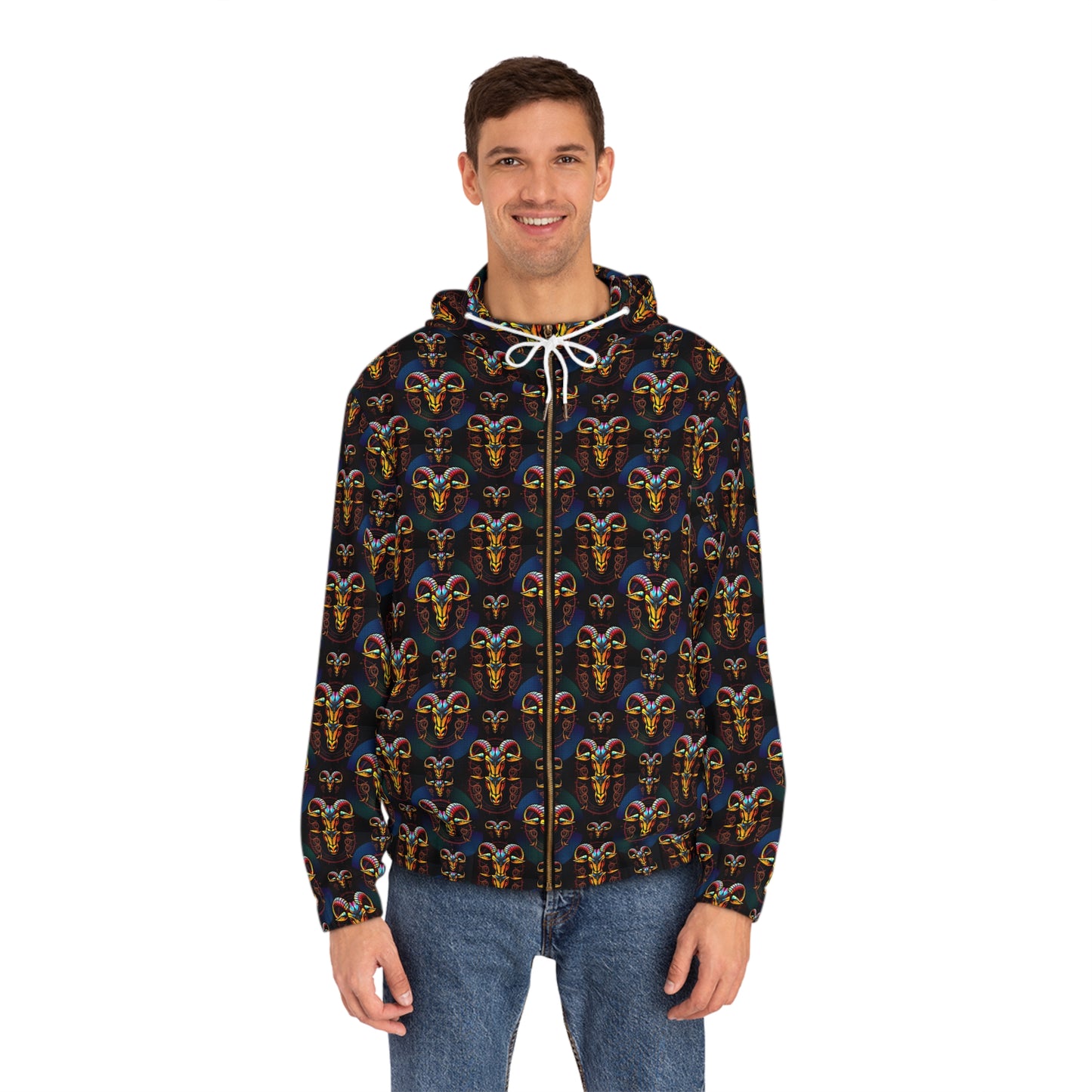 Full-Zip Hoodie (AOP), Taurus, Zodiac v1, Pattern