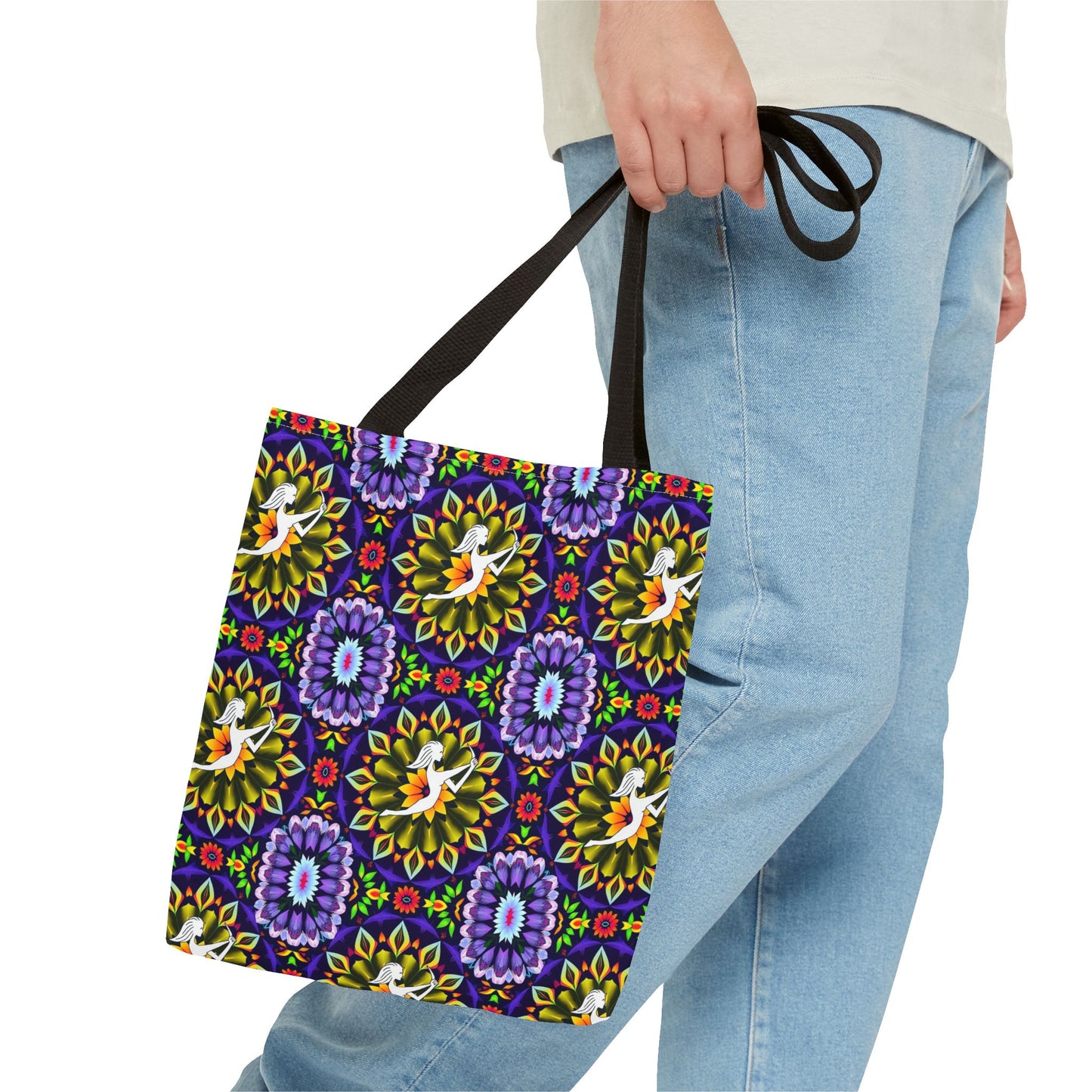 Tote Bag (AOP), Sagittarius, Zodiac v2, Flower Pattern