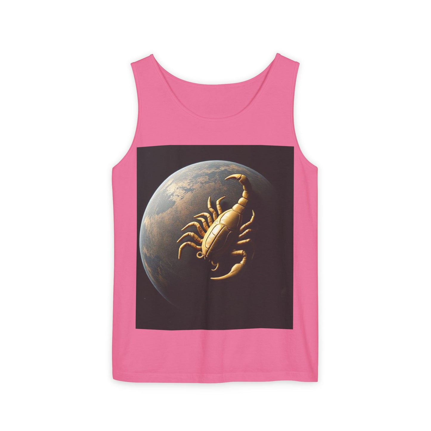 Unisex Garment-Dyed, Tank Top, Scorpio Design, Planet Symbol v1, 100% US cotton