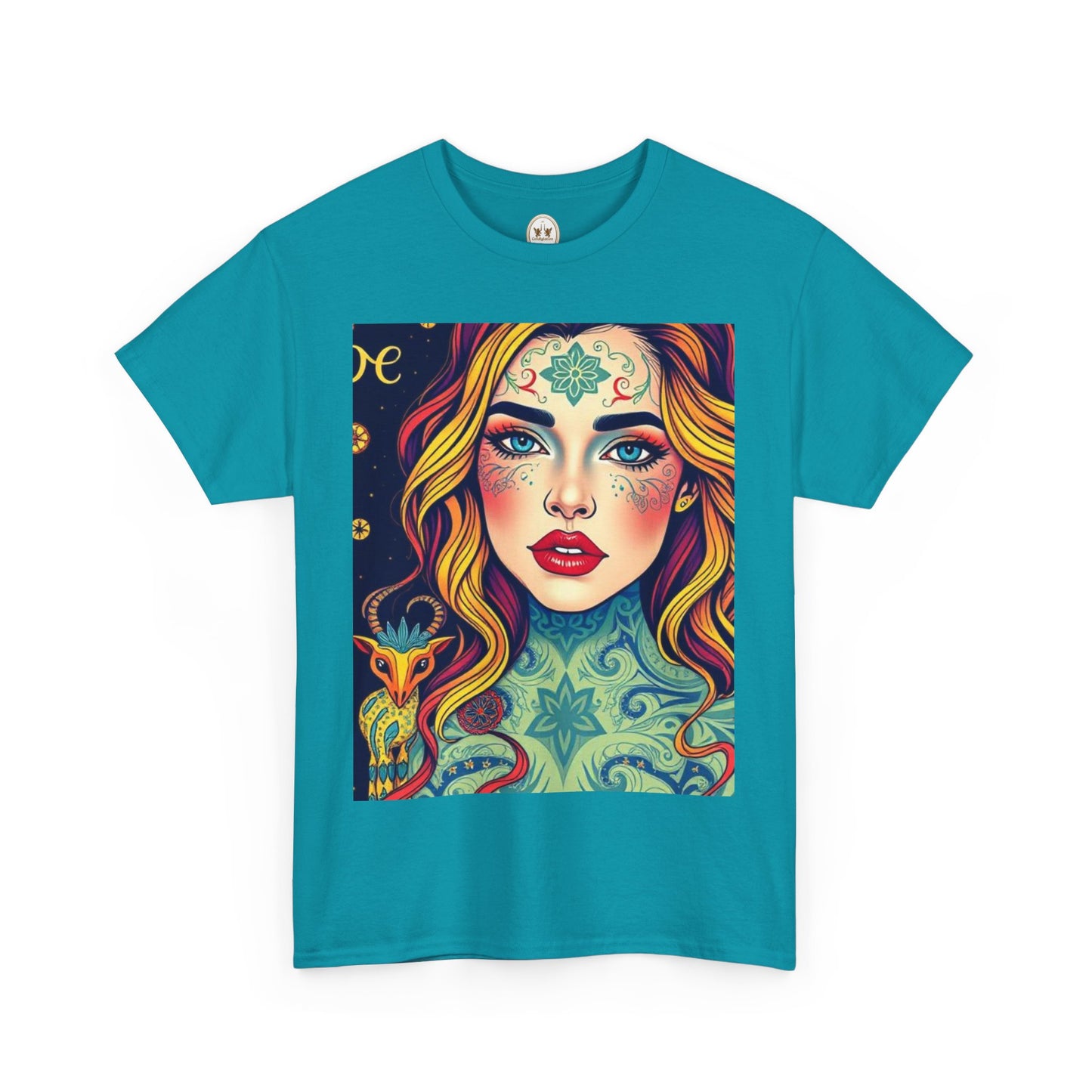 Unisex Heavy Cotton T-Shirt, Aquarius, Zodiac v2, Sexy Art