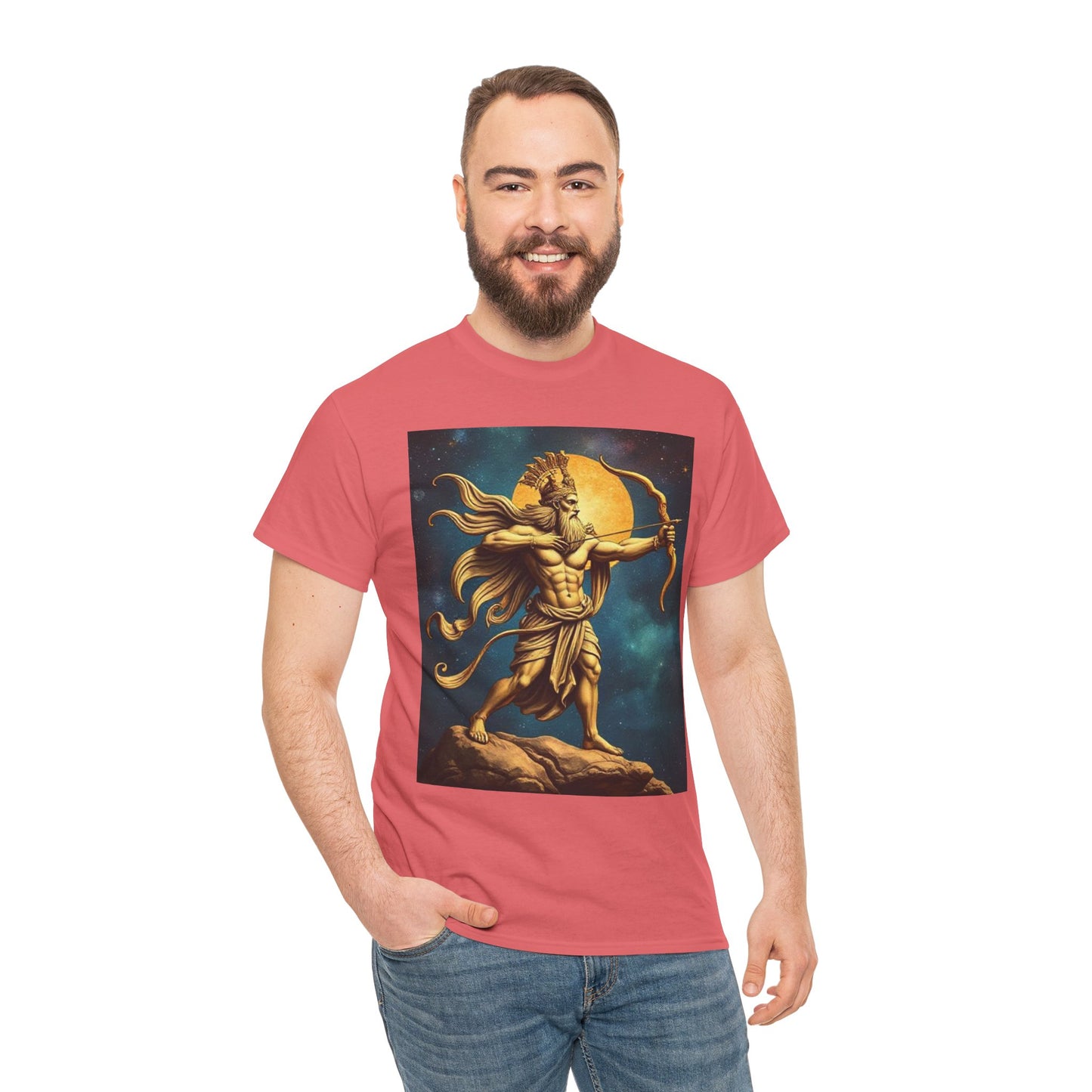 Unisex Heavy Cotton T-Shirt, Midnight Arrow, Sagittarius Zodiac Design