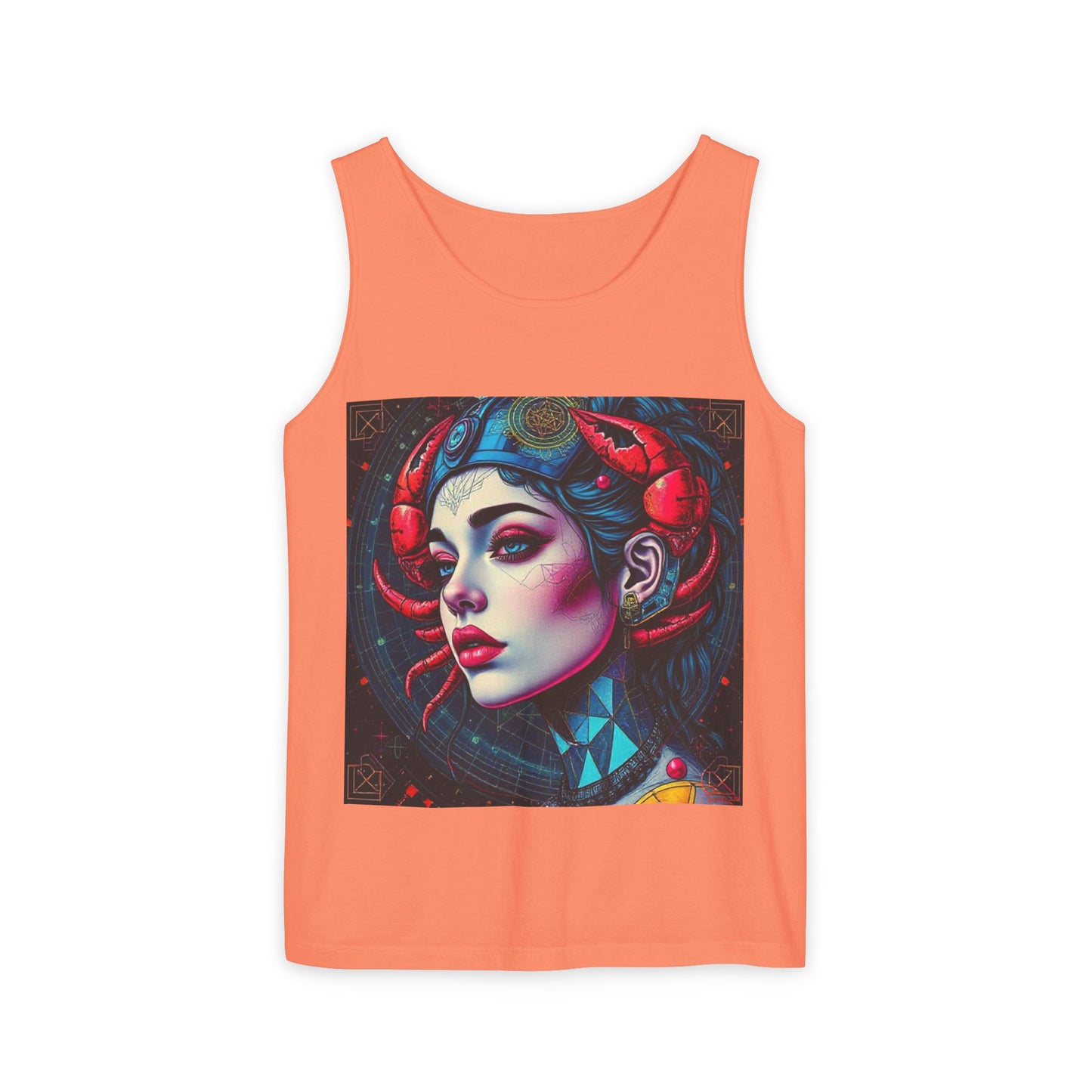 Unisex Garment-Dyed, Tank Top, Cancer, Pop Art v1, 100% US cotton
