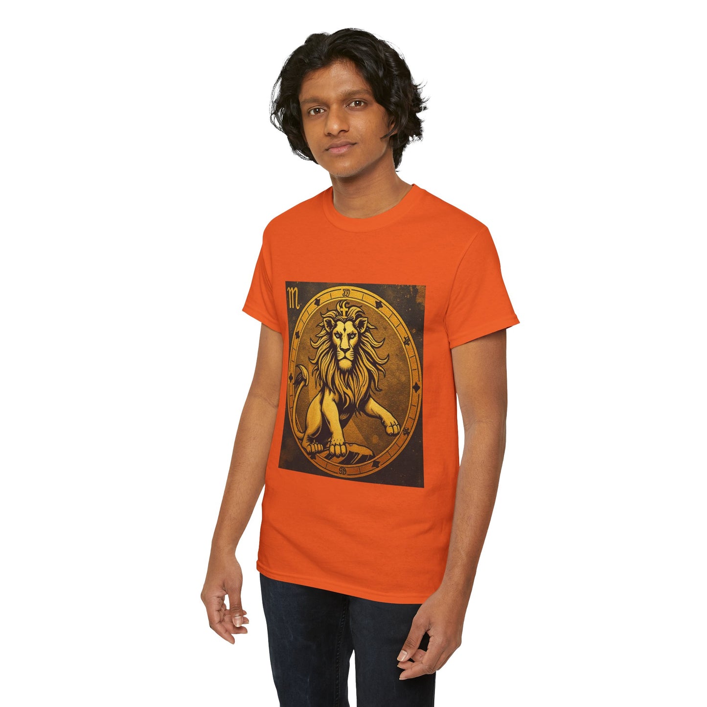 Unisex Heavy Cotton T-Shirt, Gold Lion v1, Leo Zodiac Design