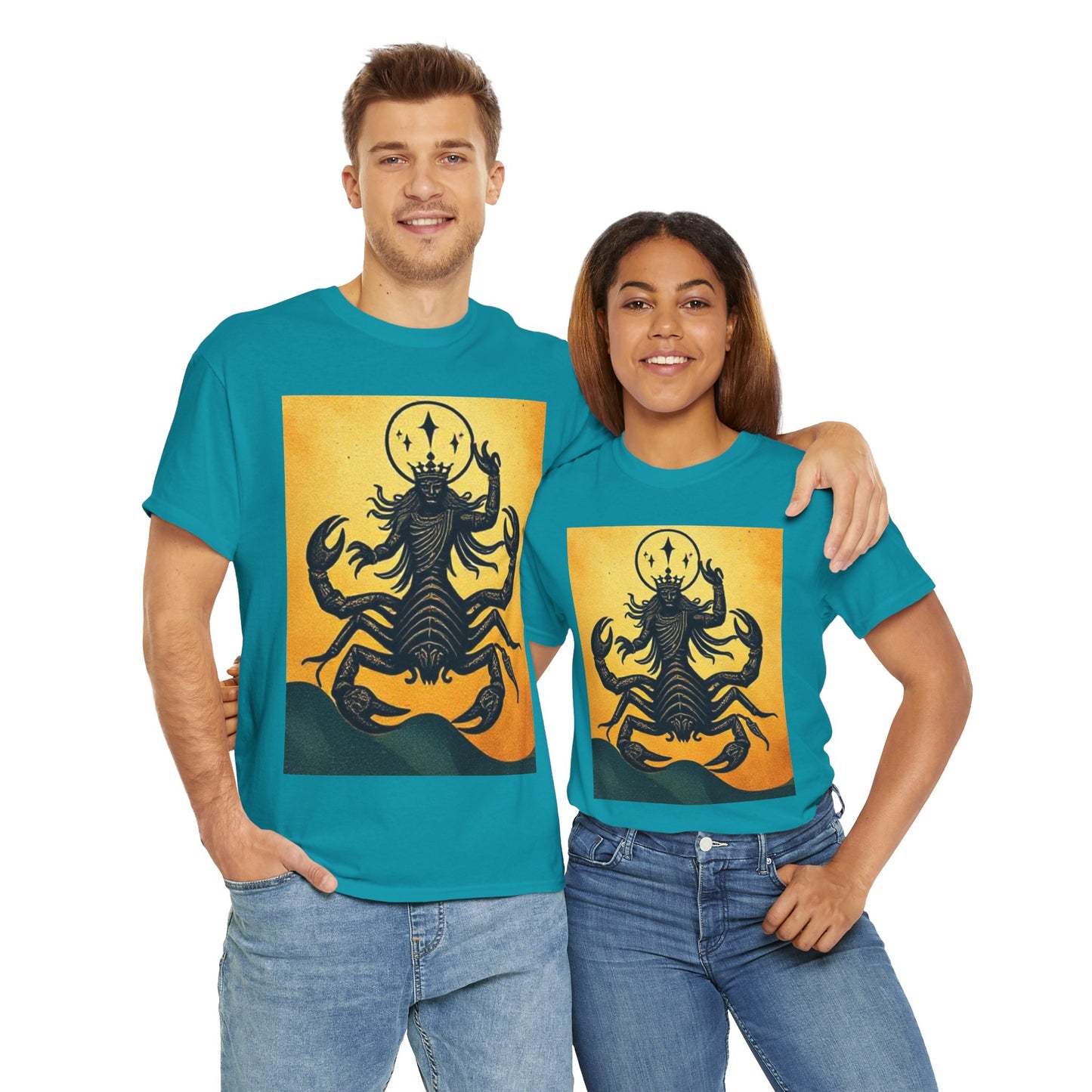 Unisex Heavy Cotton T-Shirt, Scorpion King, Print Art, Scorpio Zodiac Design