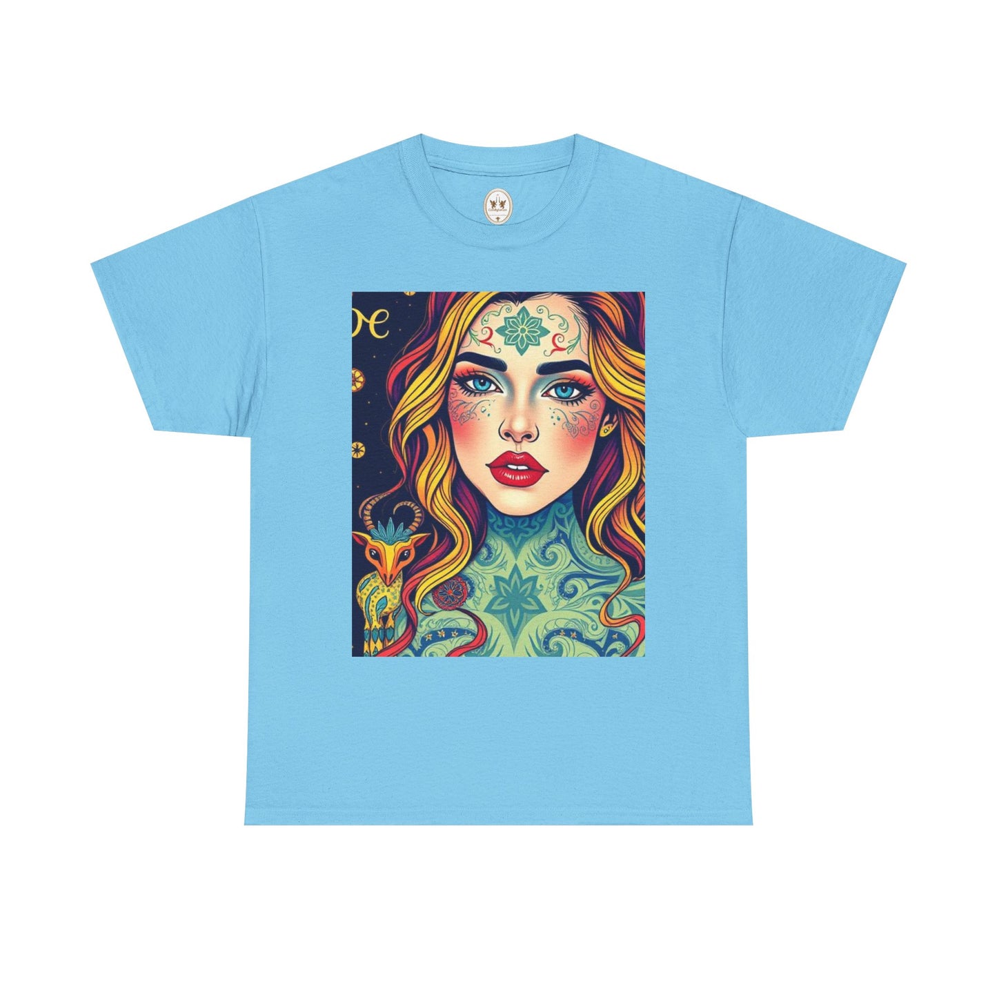 Unisex Heavy Cotton T-Shirt, Aquarius, Zodiac v2, Sexy Art