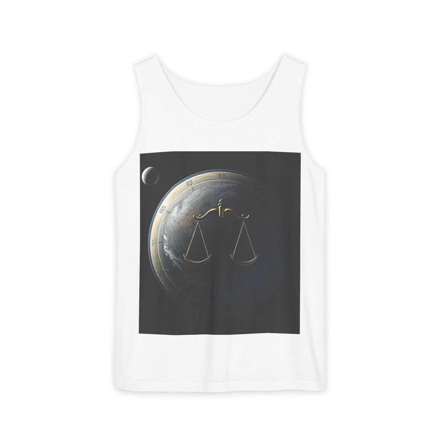 Unisex Garment-Dyed, Tank Top, Libra Design, Space Scale v1, 100% US cotton