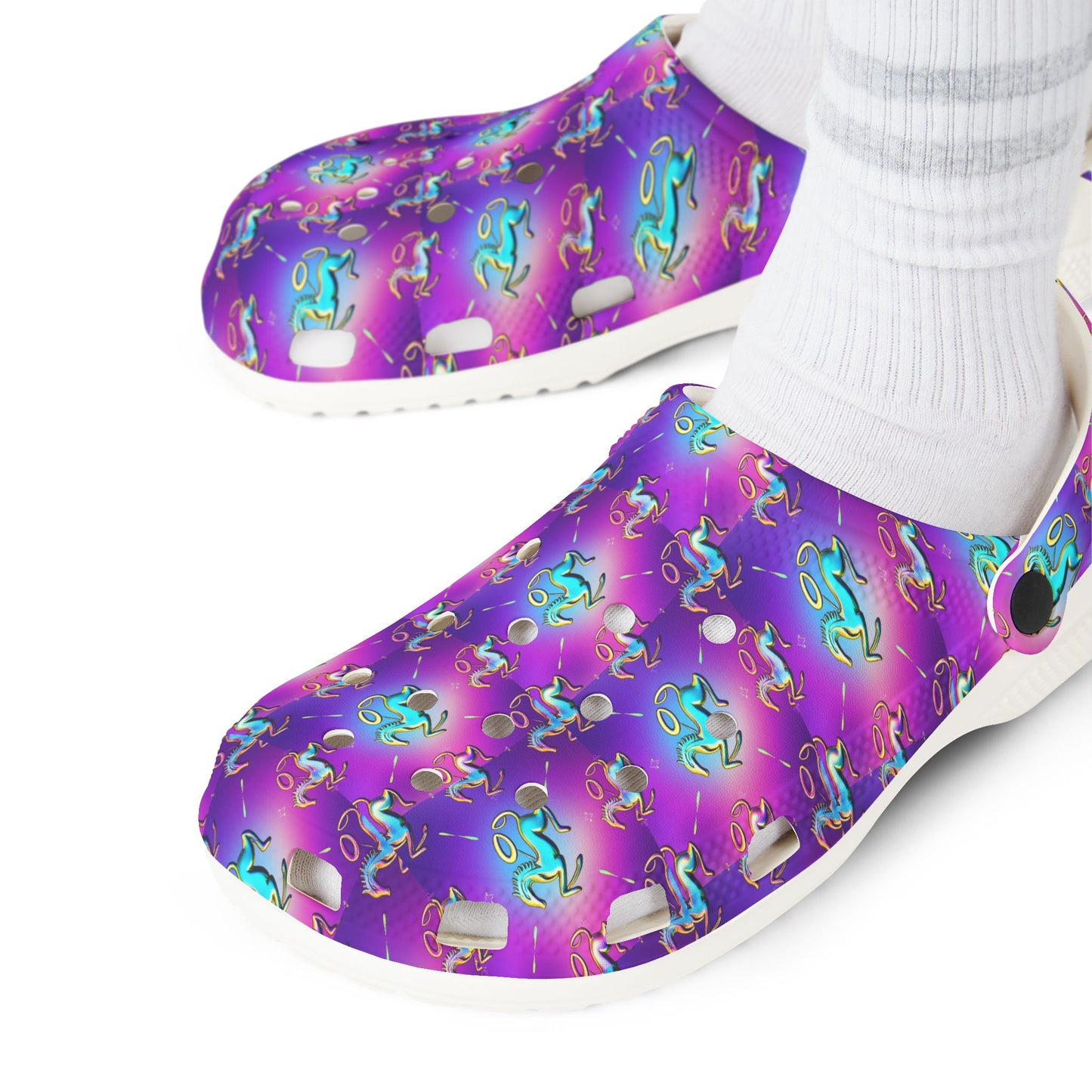 EVA Foam Rubber Shoes, (AOP), Aquarius, Zodiac v4, Pattern