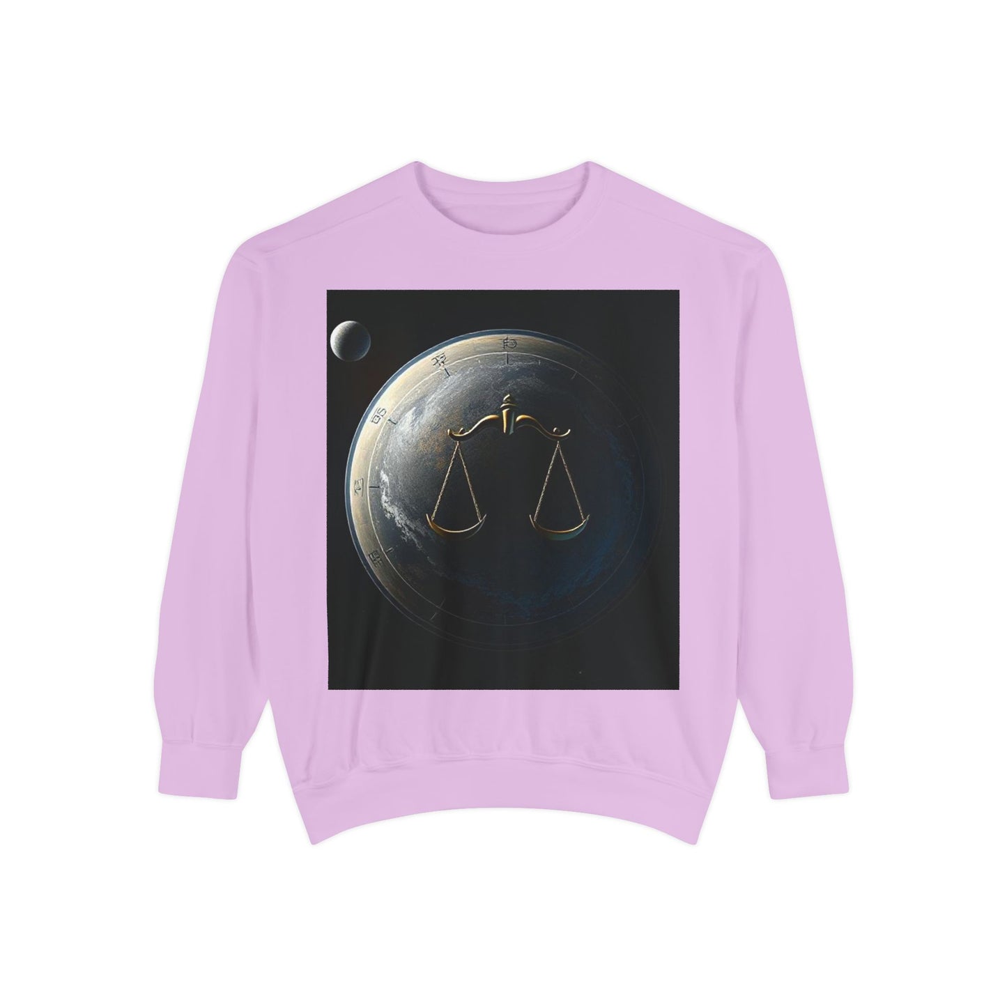 Garment-Dyed Sweatshirt, Unisex, Space Animal Design, Libra