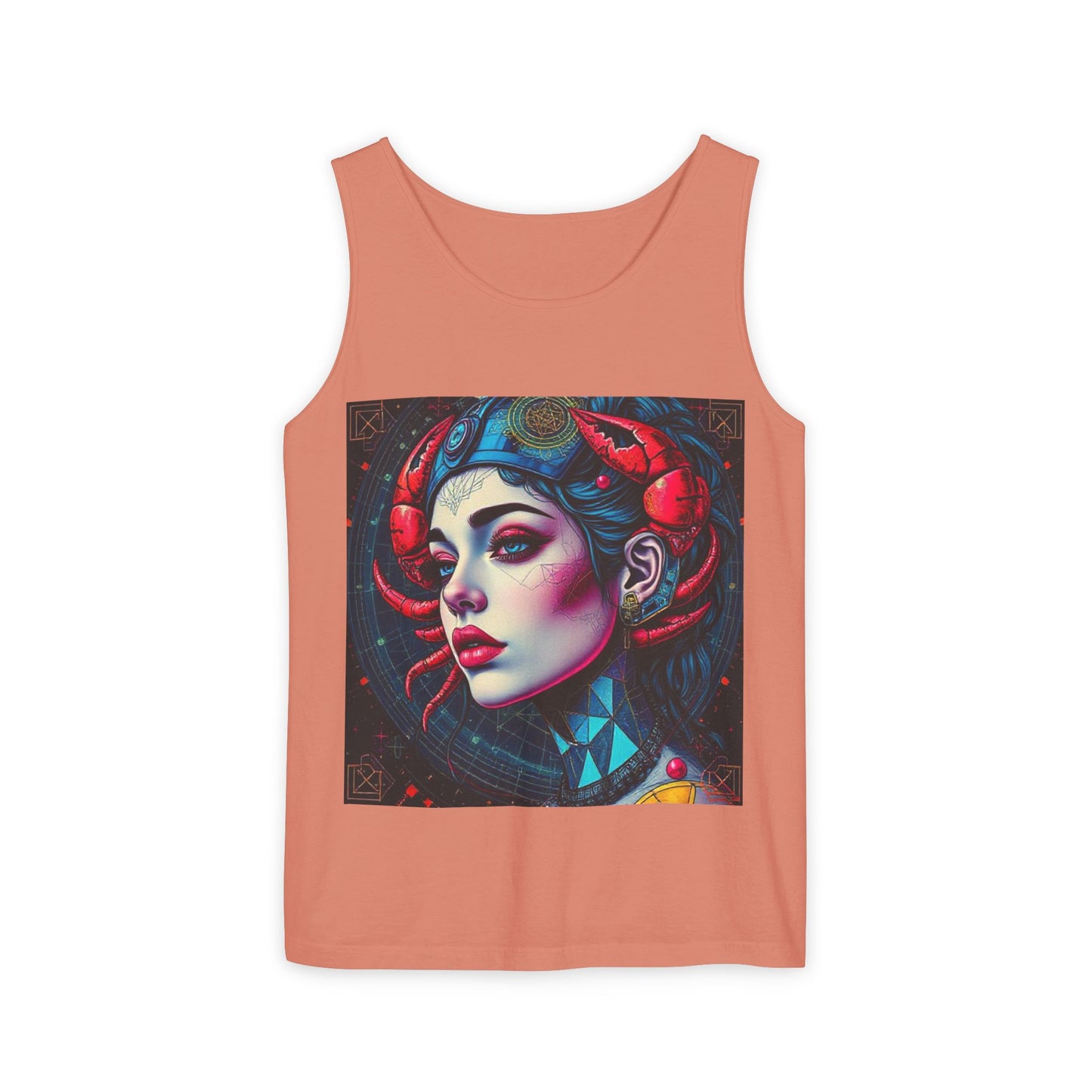 Unisex Garment-Dyed, Tank Top, Cancer, Pop Art v1, 100% US cotton