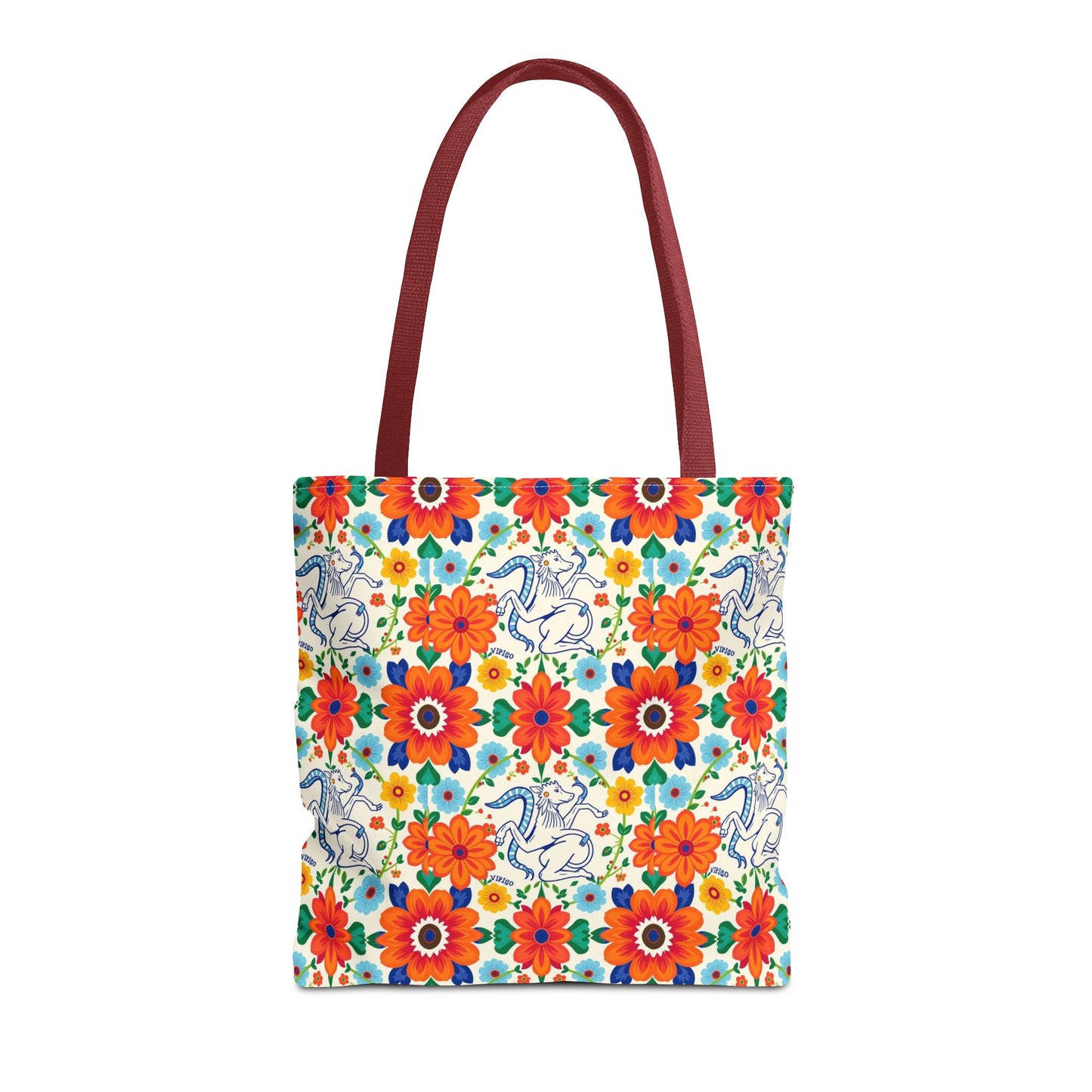 Tote Bag (AOP), Virgo, Zodiac v1, Flower Pattern