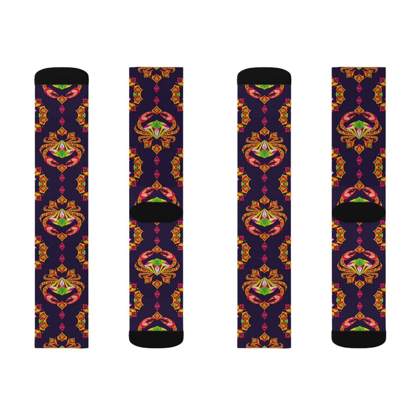 Sublimation Socks, Cancer, Zodiac v4, Jewel Pattern