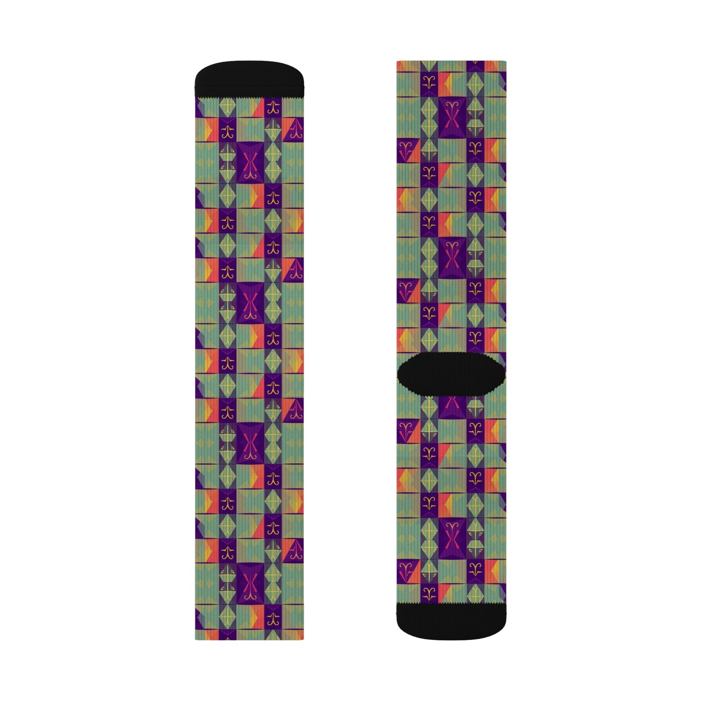 Sublimation Socks, Aquarius, Zodiac v2, Shapes Pattern