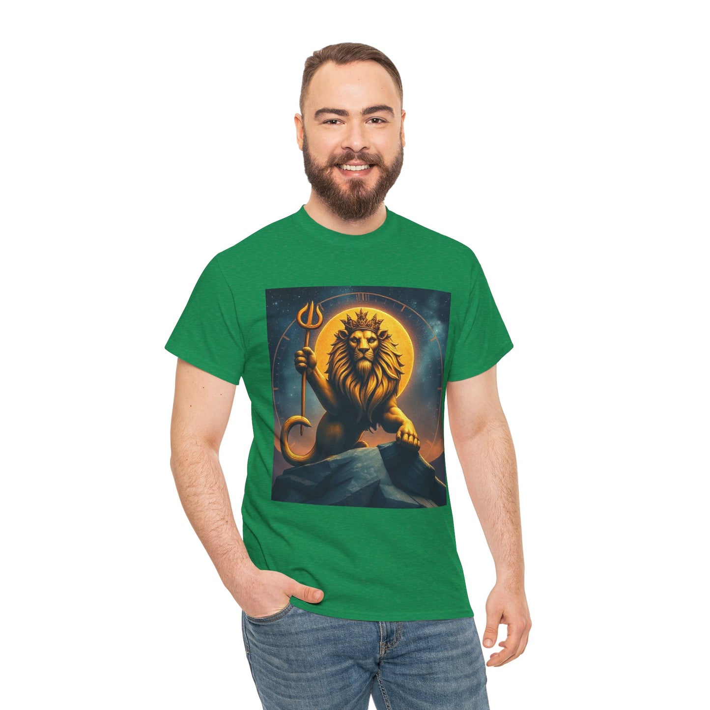 Unisex Heavy Cotton T-Shirt, King of Lion v3, Leo Zodiac Design