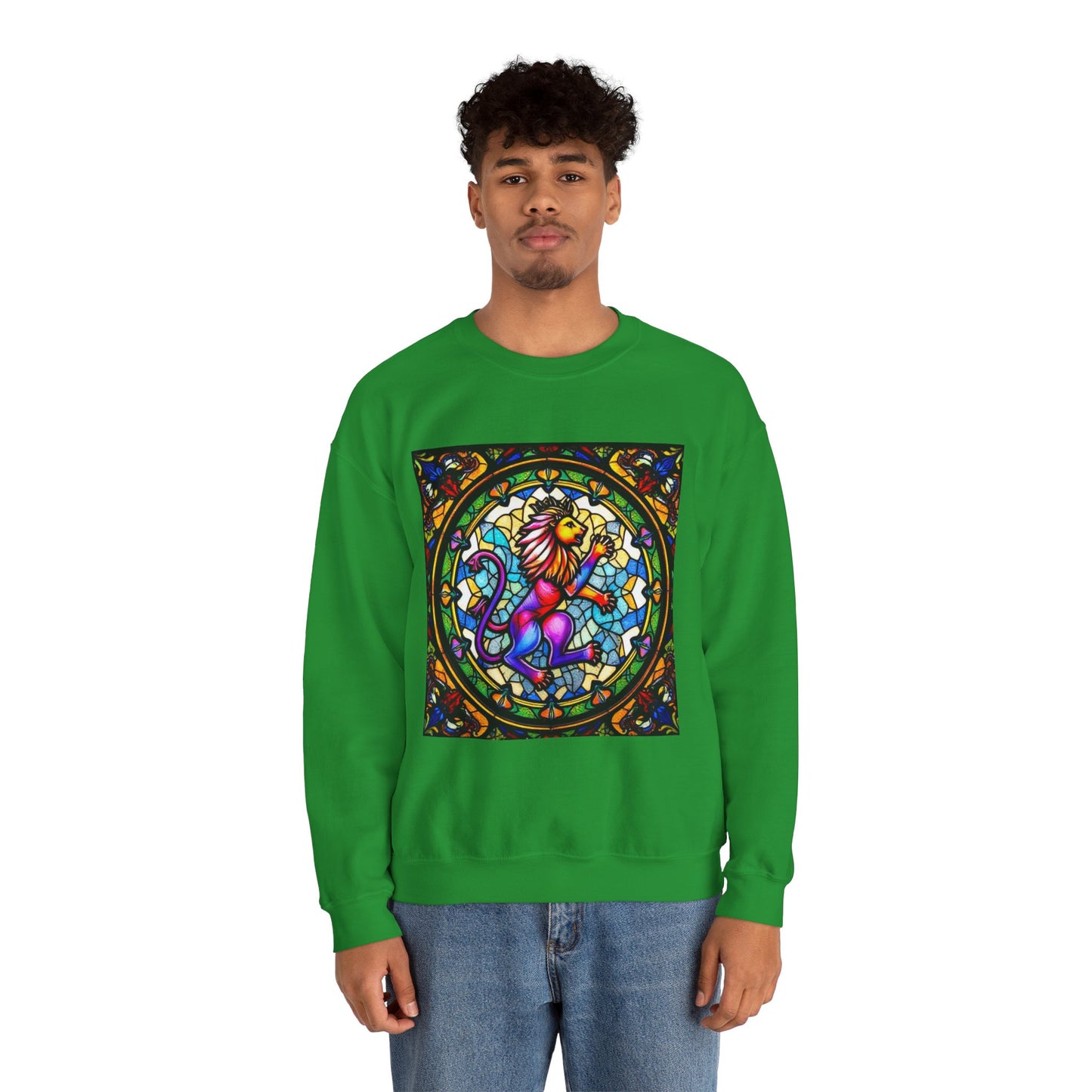 Unisex Heavy Blend™ Crewneck Sweatshirt, Glass, Leo Zodiac Design