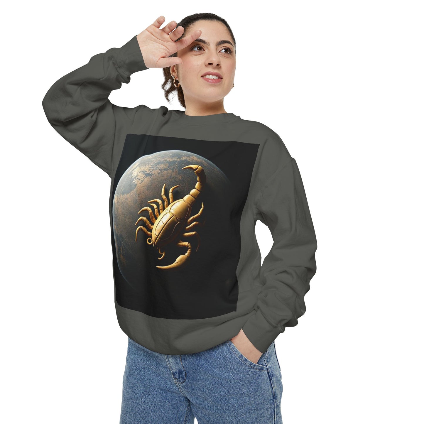 Garment-Dyed Sweatshirt, Unisex, Space Animal Design v1, Scorpio