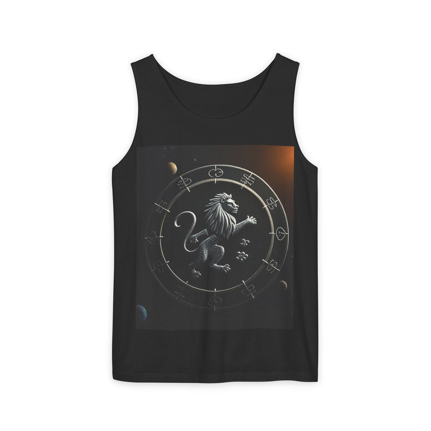 Unisex Garment-Dyed, Tank Top, Leo Design, Space Animal, 100% US cotton