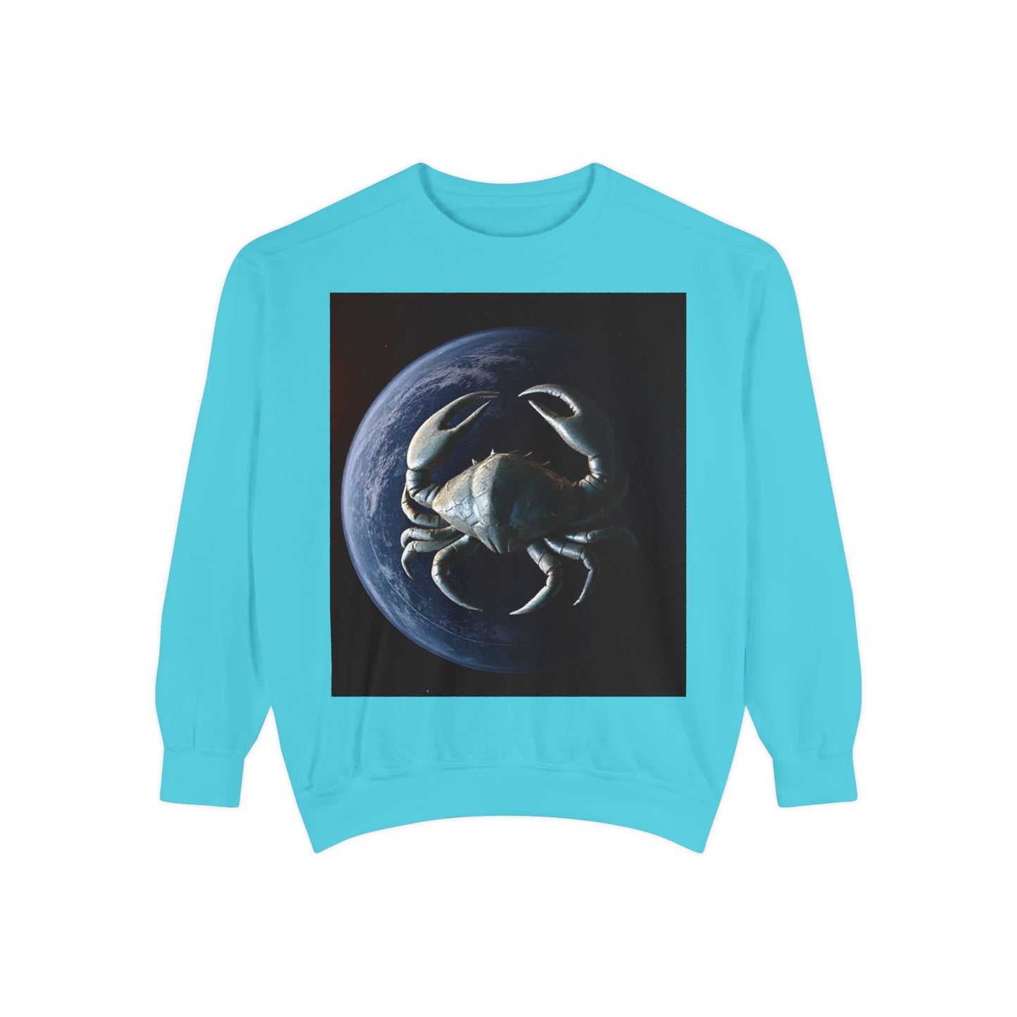 Garment-Dyed Sweatshirt, Unisex, Space Animal Design, Cancer