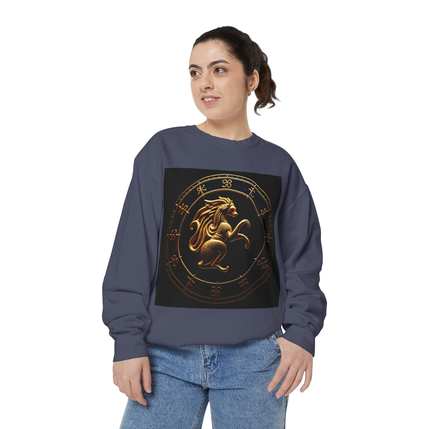 Garment-Dyed Sweatshirt, Unisex, Space Animal Design v1, Virgo