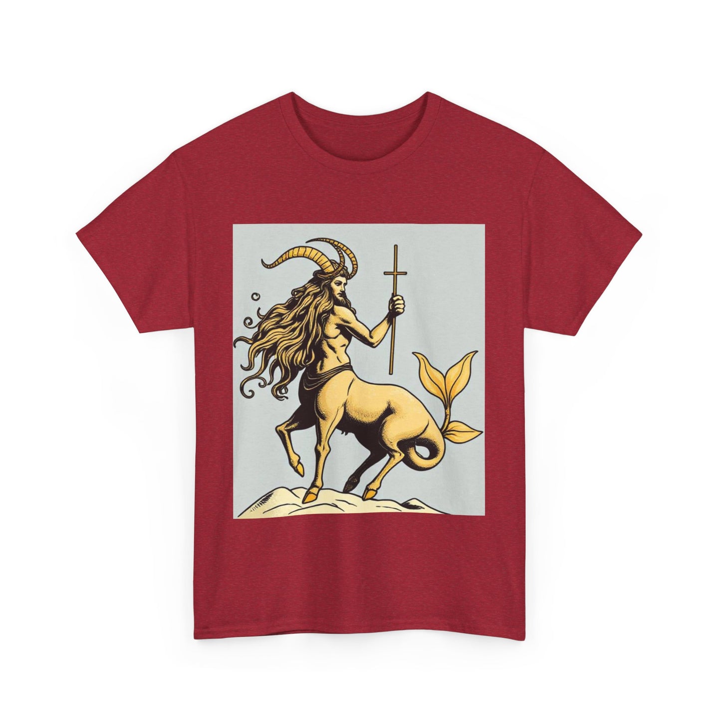 Unisex Heavy Cotton T-Shirt, Capricorn God v3, Zodiac Design