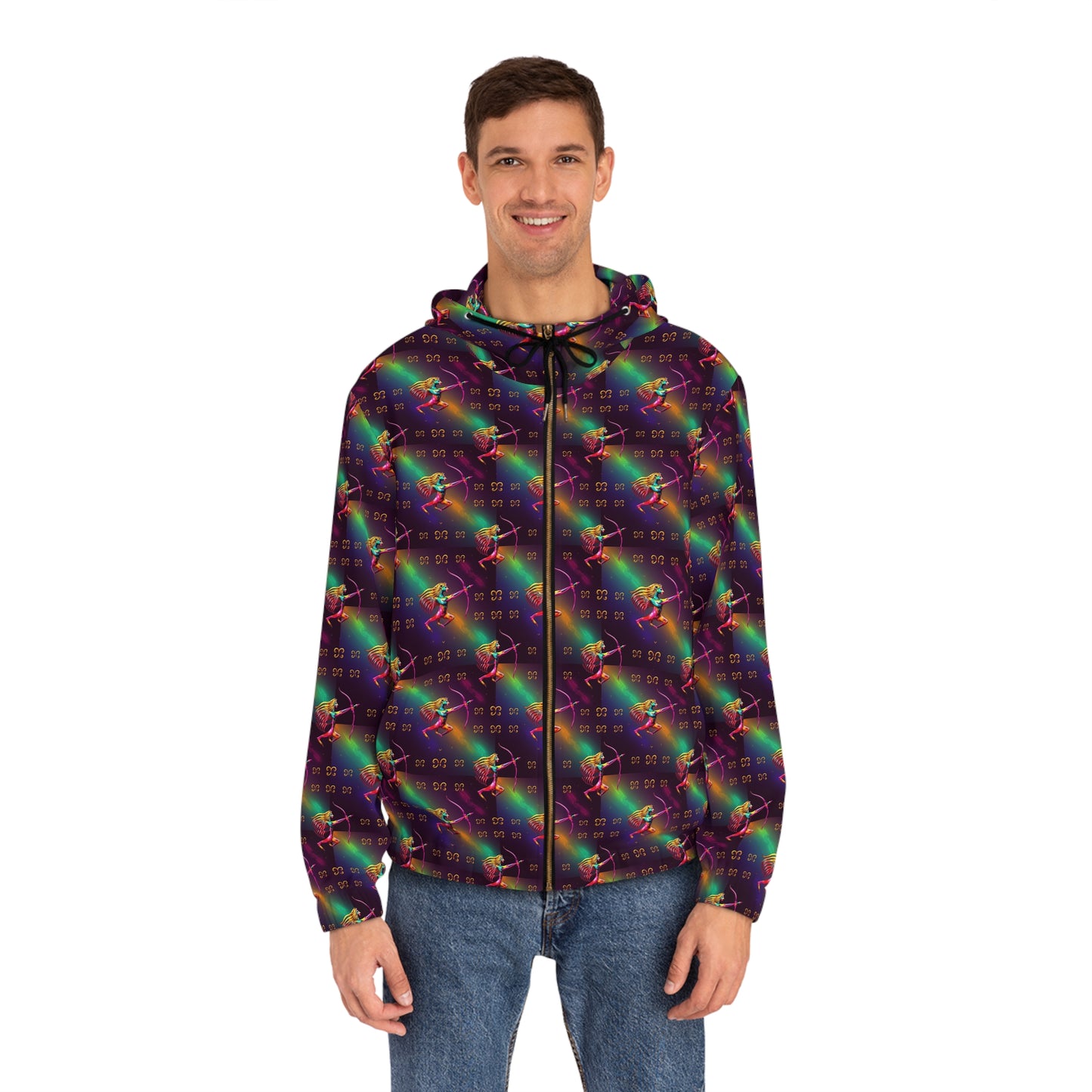 Full-Zip Hoodie (AOP), Sagittarius, Zodiac v3, Pattern
