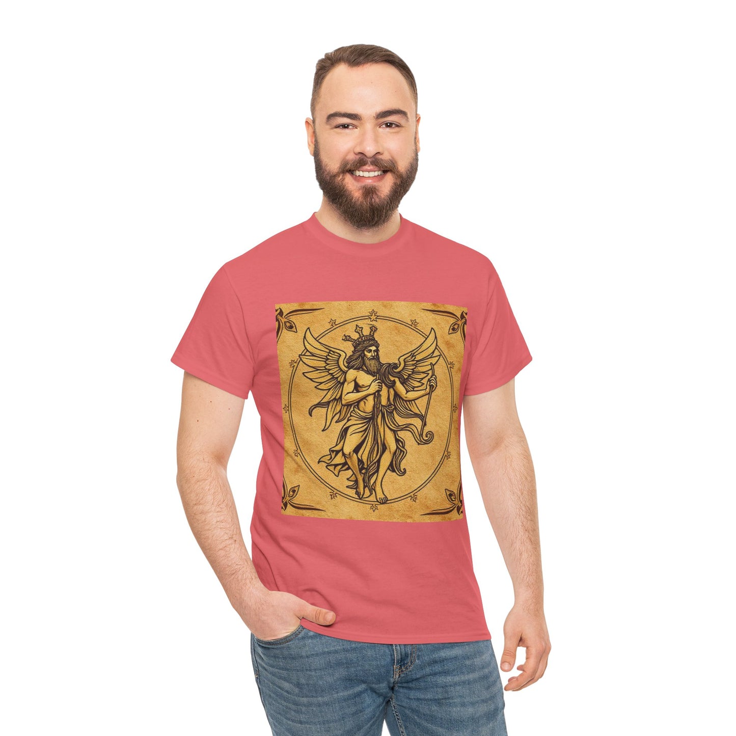 Unisex Heavy Cotton T-Shirt, Pencil Art, Gemini Zodiac Design