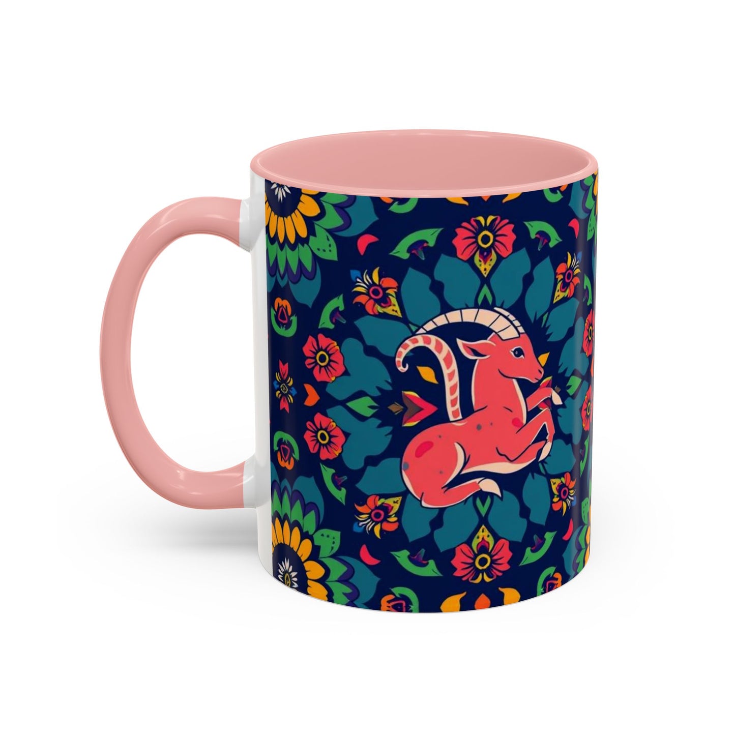Accent Coffee Mug, Capricorn, Zodiac, Flower Pattern, (11, 15oz)