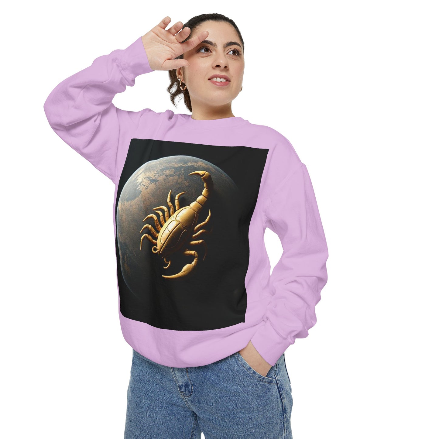 Garment-Dyed Sweatshirt, Unisex, Space Animal Design v1, Scorpio