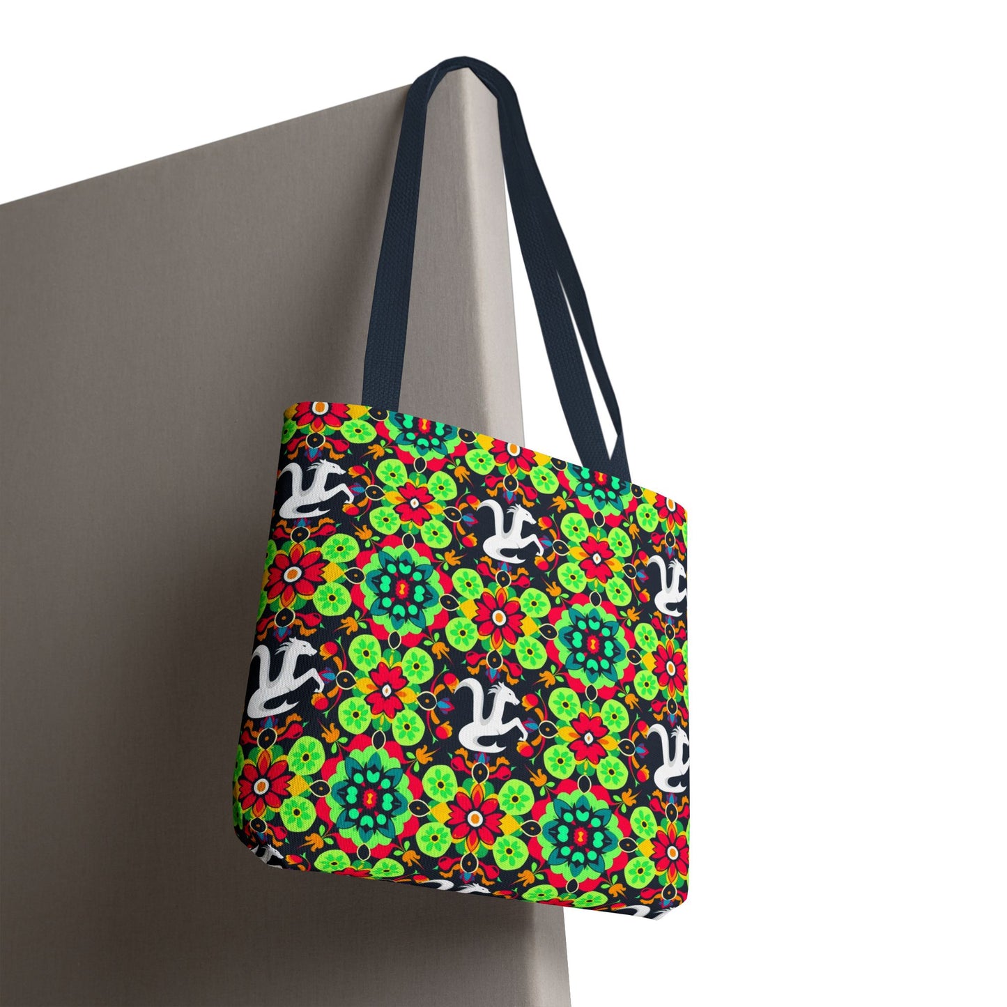 Tote Bag, (AOP), Aquarius, Zodiac v4, Flower Pattern