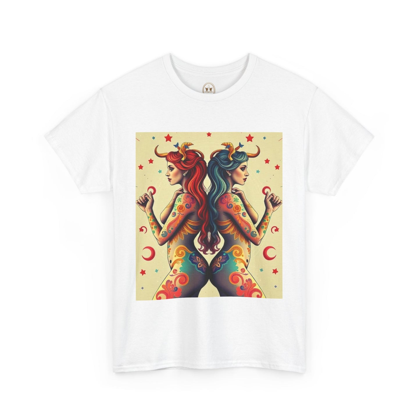 Unisex Heavy Cotton T-Shirt, Gemini, Zodiac v4, Sexy Art
