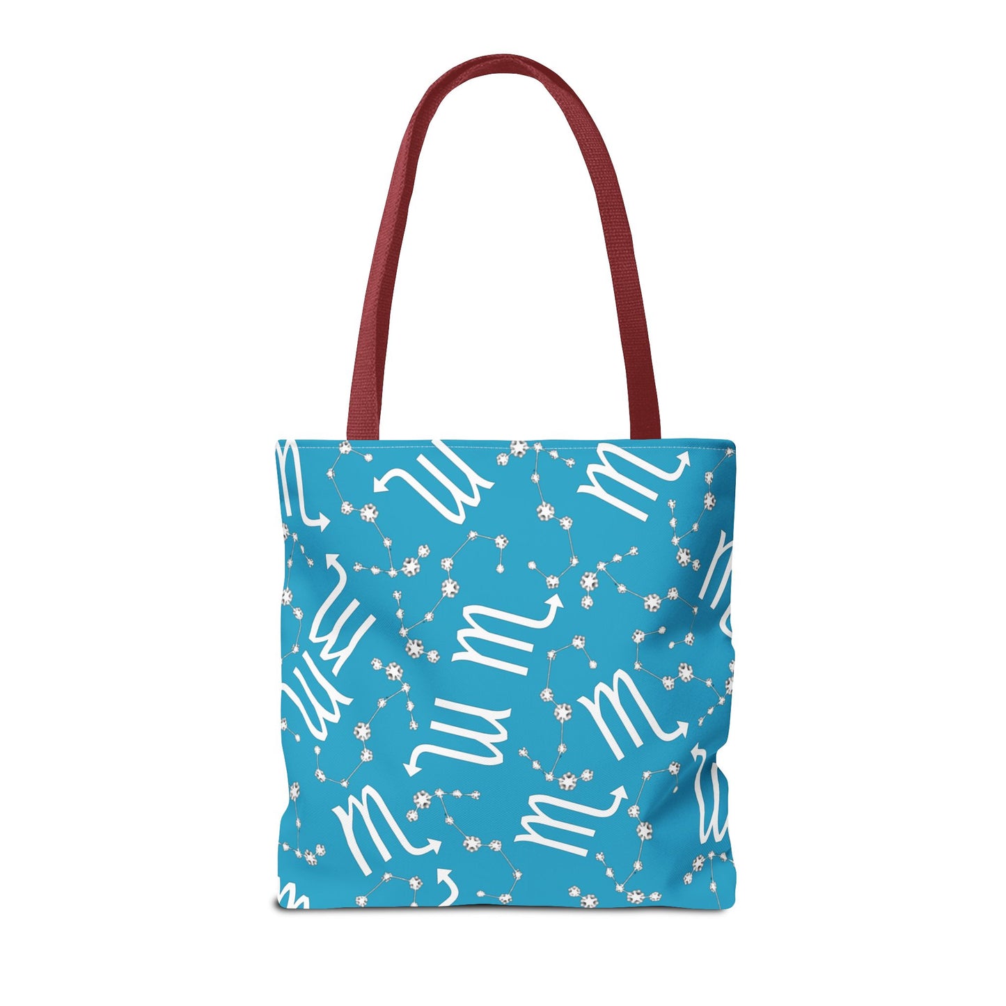 Tote Bag, Scorpio Zodiac Sign, AOP, (Turquoise, White)