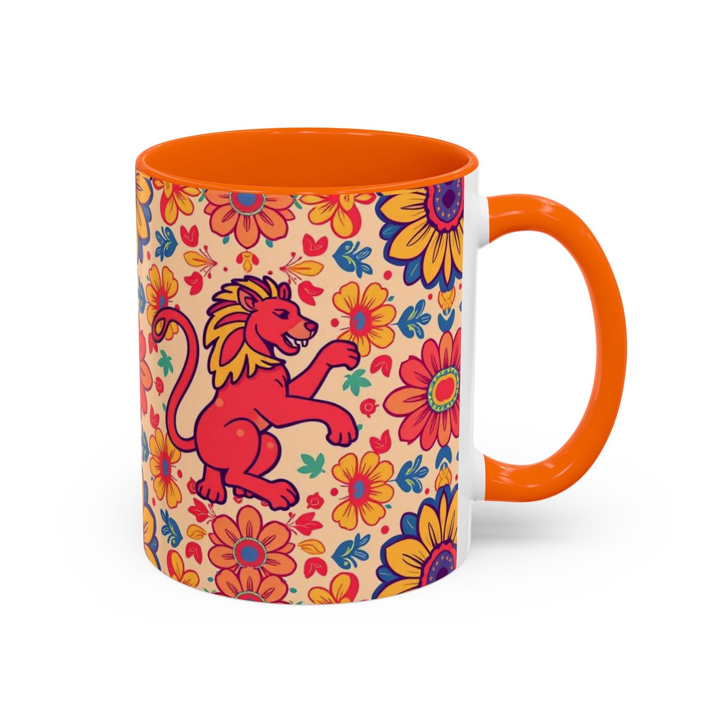 Accent Coffee Mug, Leo, Zodiac, Flower Pattern, (11, 15oz)