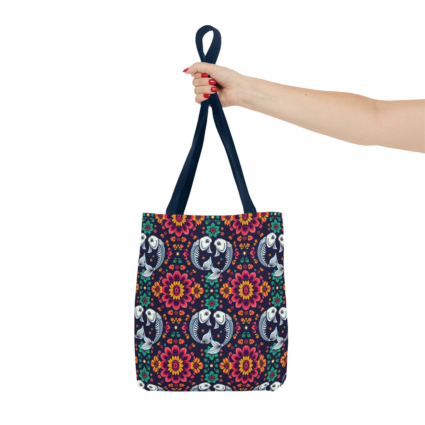 Tote Bag (AOP), Pisces, Zodiac v1, Flower Pattern