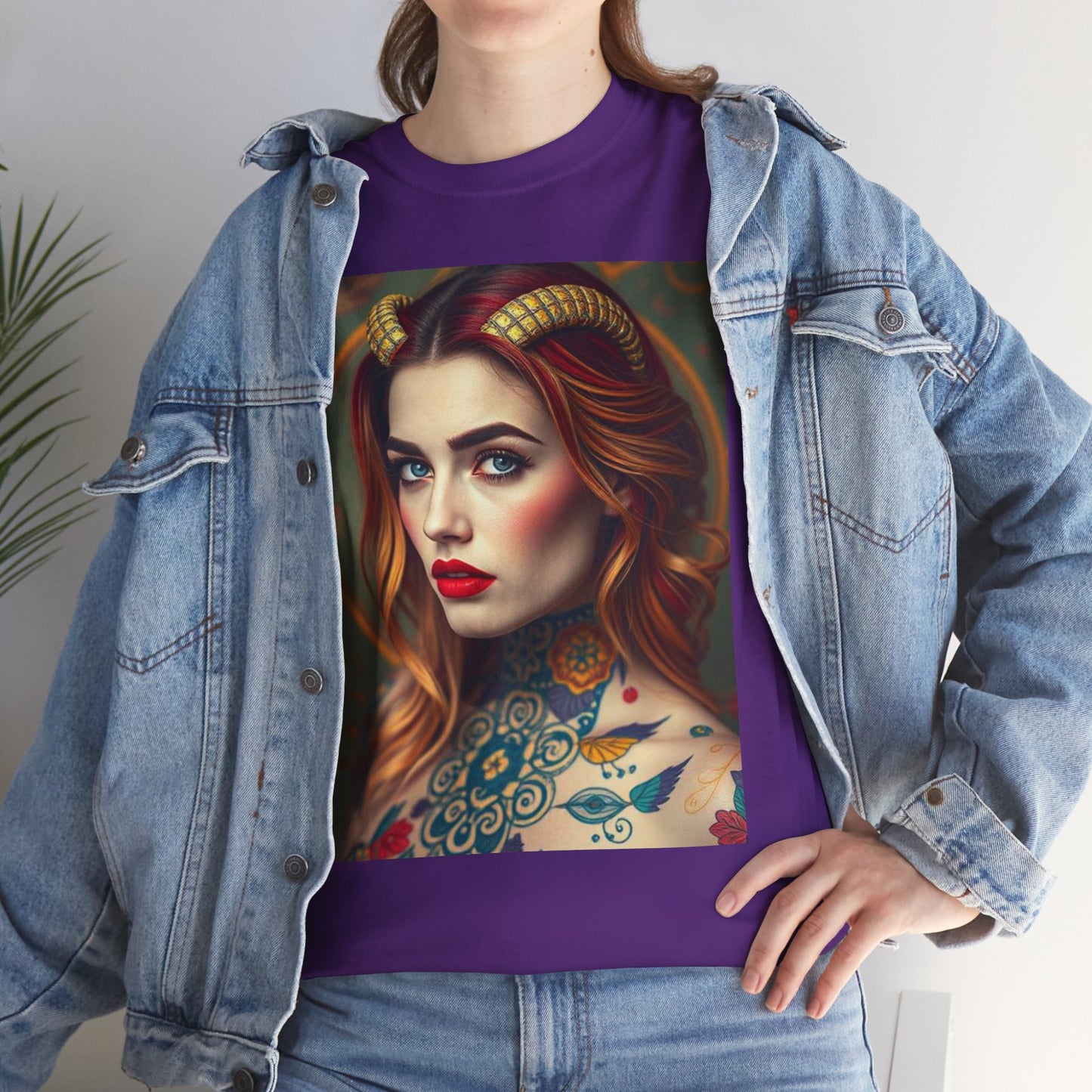 Unisex Heavy Cotton T-Shirt, Capricorn, Zodiac v3, Sexy Art