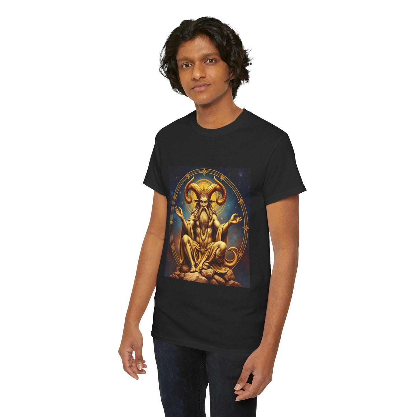 Unisex Heavy Cotton T-Shirt, On The Throne, Taurus Zodiac Design