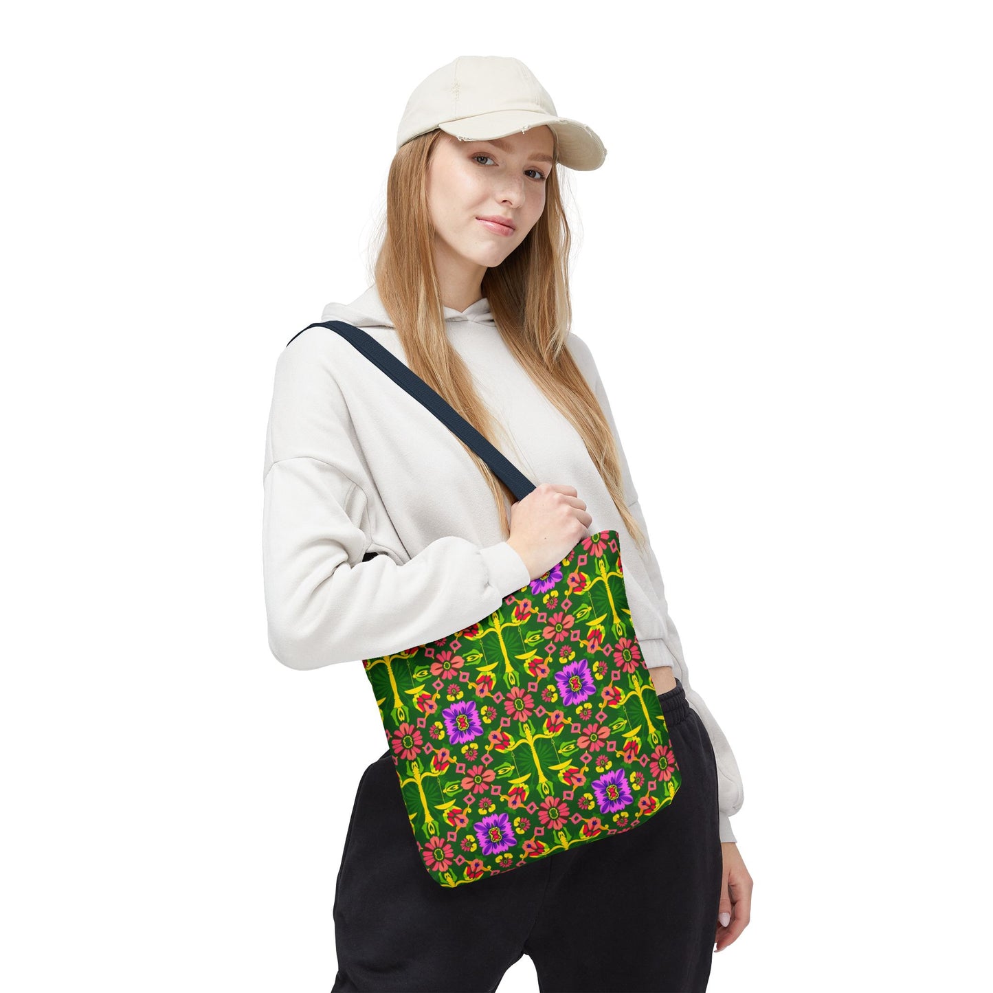Tote Bag (AOP), Libra, Zodiac, Flower Pattern