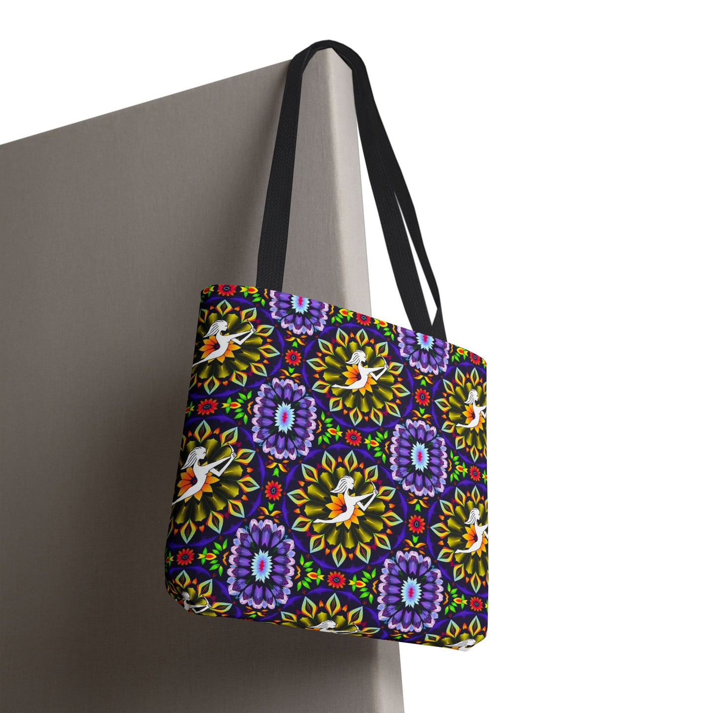 Tote Bag (AOP), Sagittarius, Zodiac v2, Flower Pattern