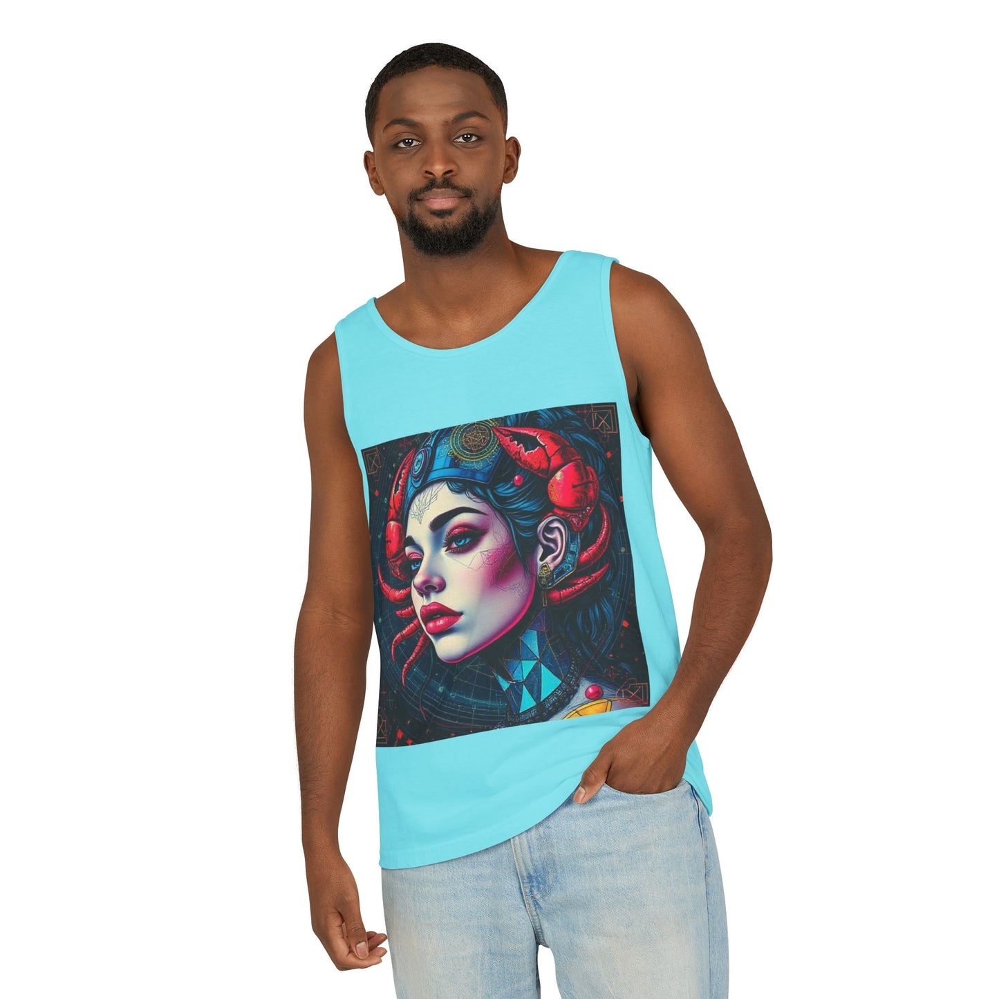 Unisex Garment-Dyed, Tank Top, Cancer, Pop Art v1, 100% US cotton