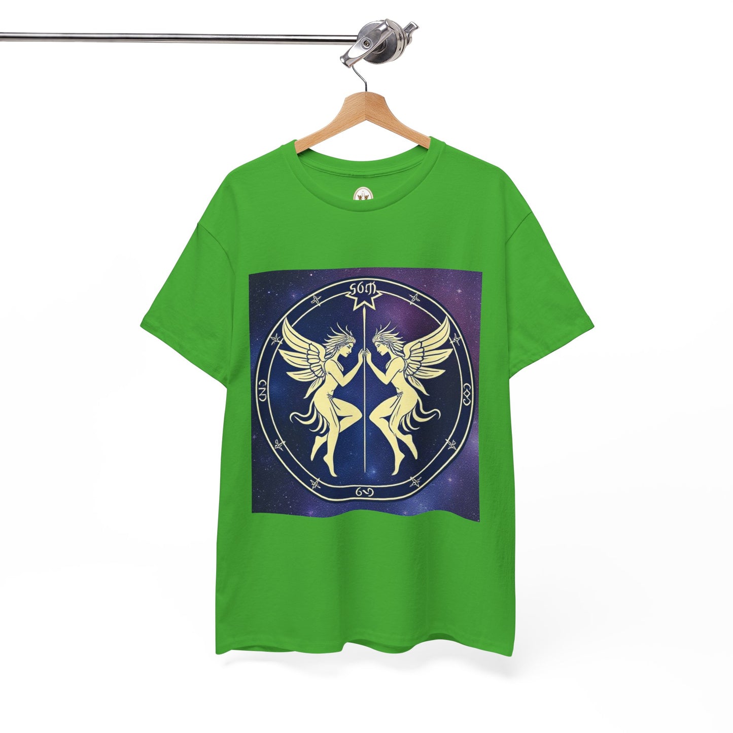 Unisex Heavy Cotton T-Shirt, Space Angel Twins v1, Gemini Zodiac Design