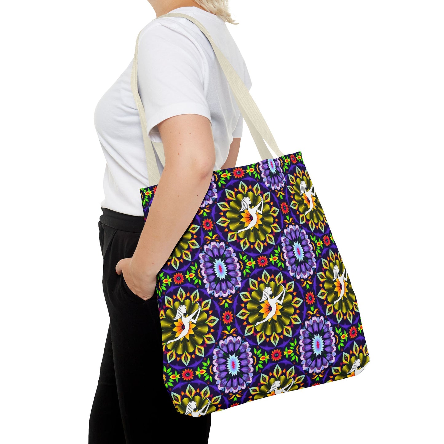 Tote Bag (AOP), Sagittarius, Zodiac v2, Flower Pattern